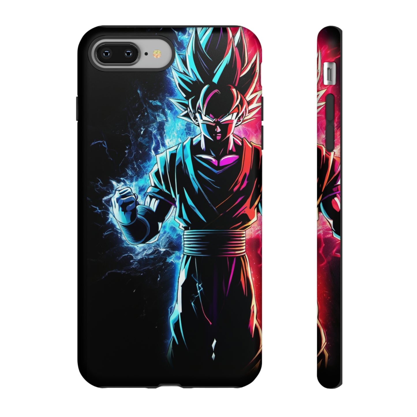 FANMADE Dragon Ball Z Goku Red/Blue Flame Phone Case [BLACK VERSION 2] (iPhone, Samsung)