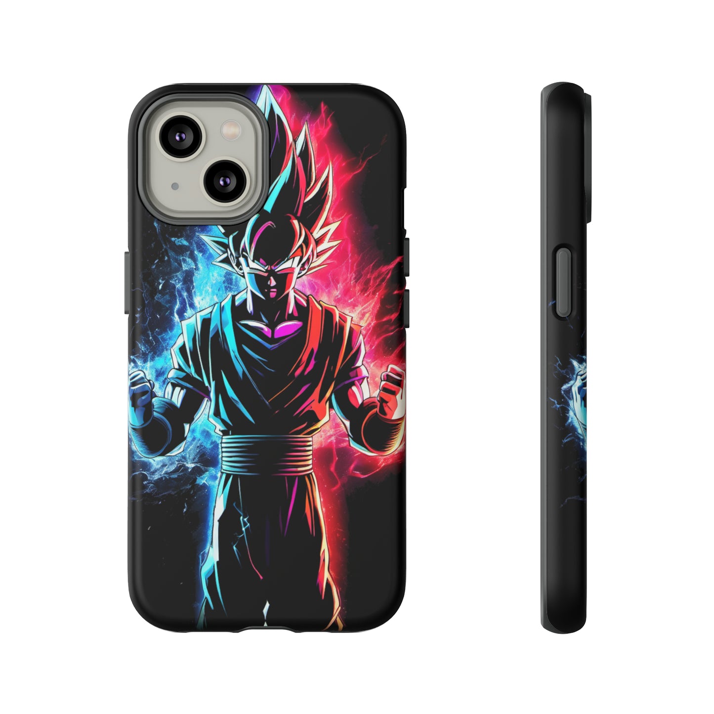 FANMADE Dragon Ball Z Goku Red/Blue Flame Phone Case [BLACK VERSION] (iPhone, Google Pixel, Samsung)