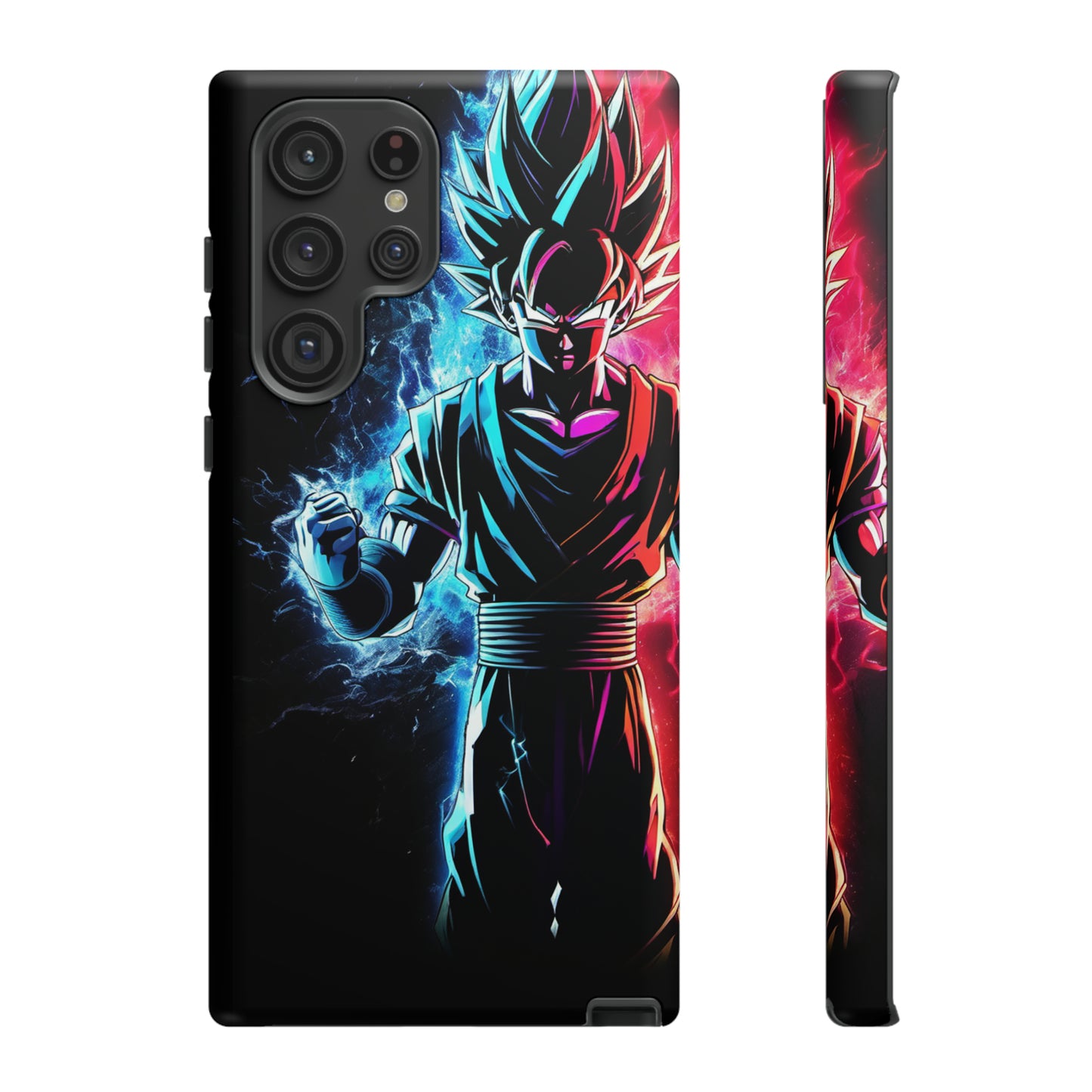 FANMADE Dragon Ball Z Goku Red/Blue Flame Phone Case [BLACK VERSION 2] (iPhone, Samsung)