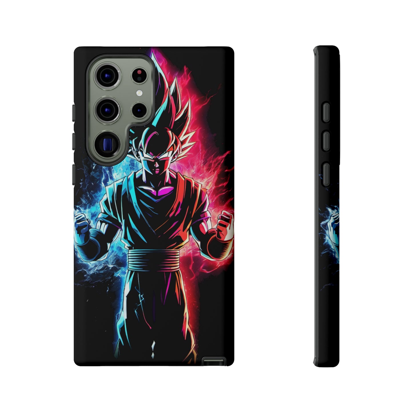 FANMADE Dragon Ball Z Goku Red/Blue Flame Phone Case [BLACK VERSION] (iPhone, Google Pixel, Samsung)