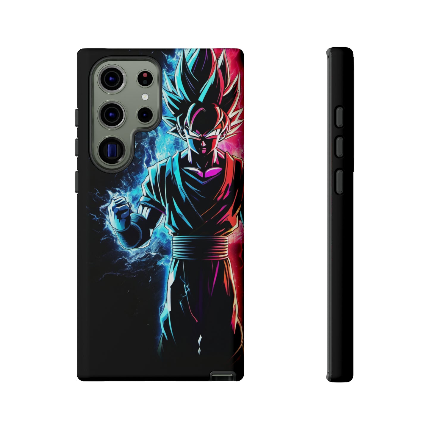 FANMADE Dragon Ball Z Goku Red/Blue Flame Phone Case [BLACK VERSION 2] (iPhone, Samsung)