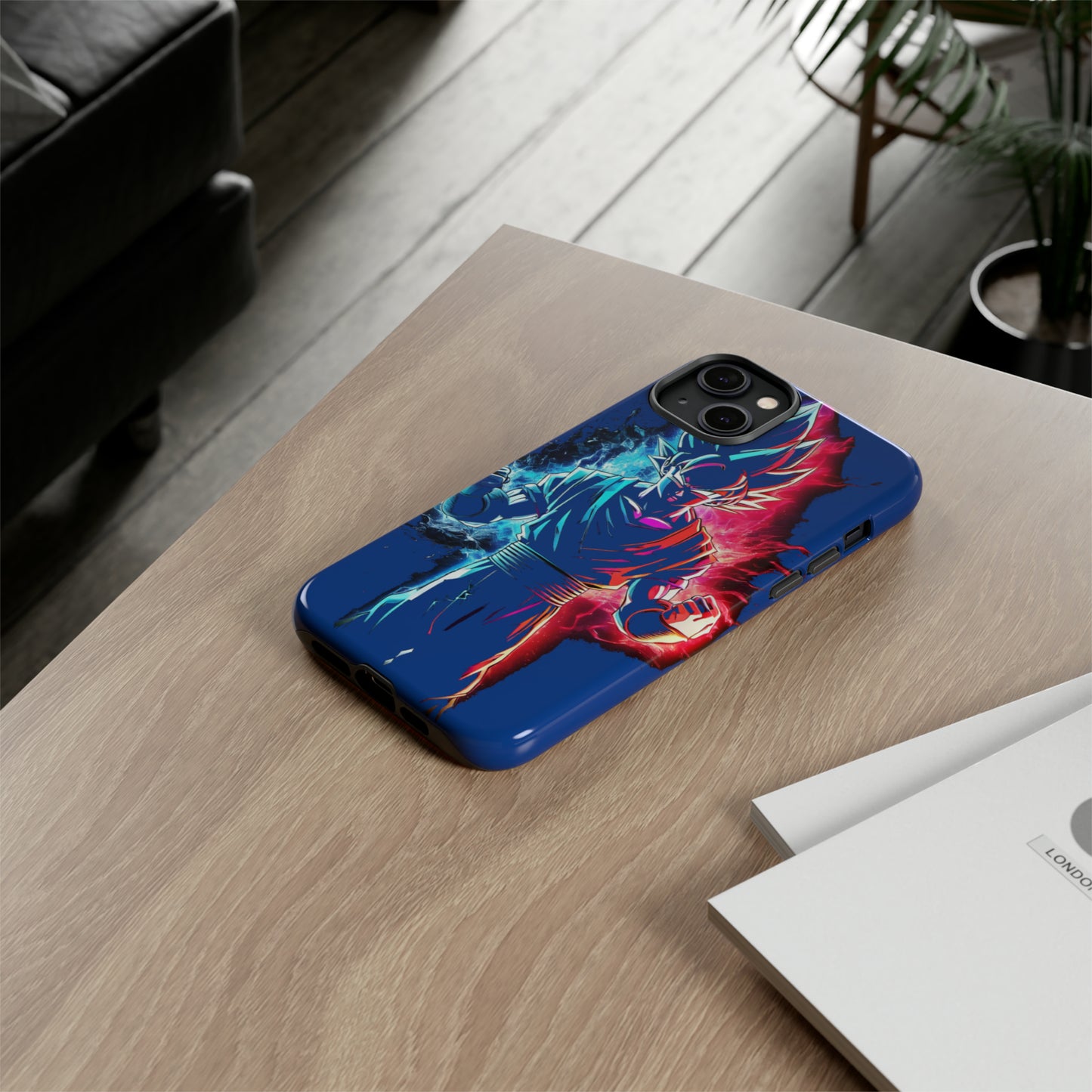 FANMADE Dragon Ball Z Goku Red/Blue Flame Phone Case [BLUE VERSION] (iPhone, Google Pixel, Samsung)