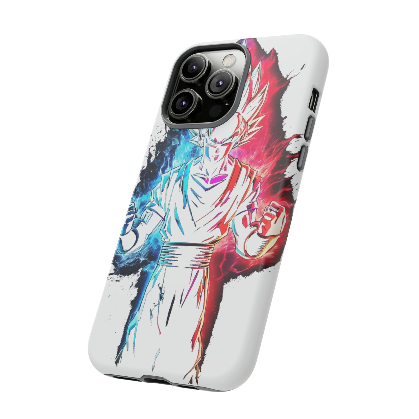 FANMADE Dragon Ball Z Goku Red/Blue Flame Phone Case [WHITE VERSION] (iPhone, Google Pixel, Samsung)