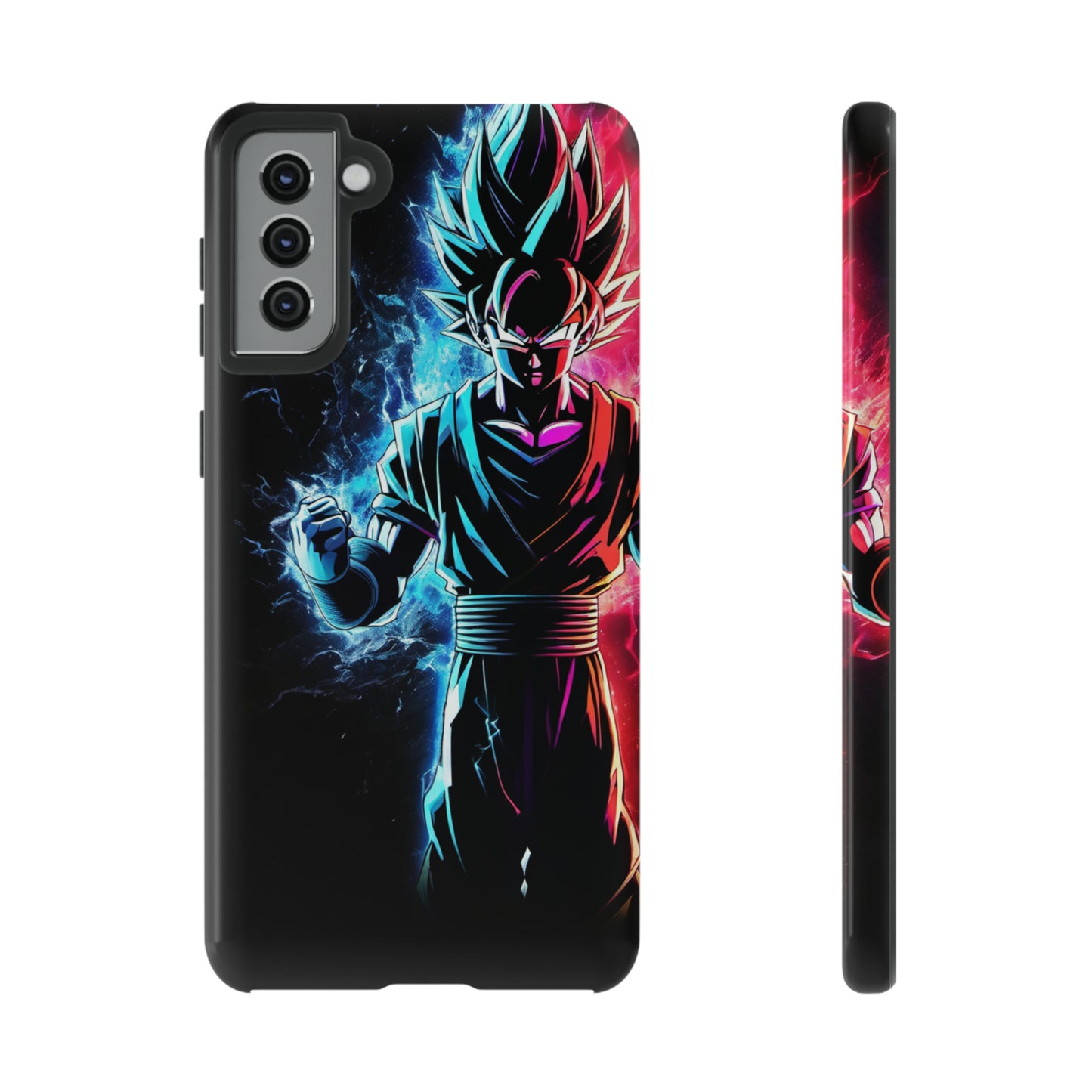 FANMADE Dragon Ball Z Goku Red/Blue Flame Phone Case [BLACK VERSION 2] (iPhone, Samsung)