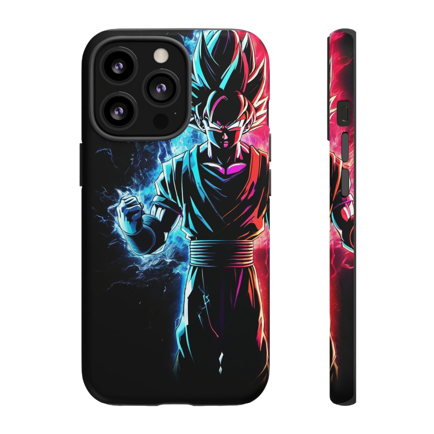 FANMADE Dragon Ball Z Goku Red/Blue Flame Phone Case [BLACK VERSION 2] (iPhone, Samsung)