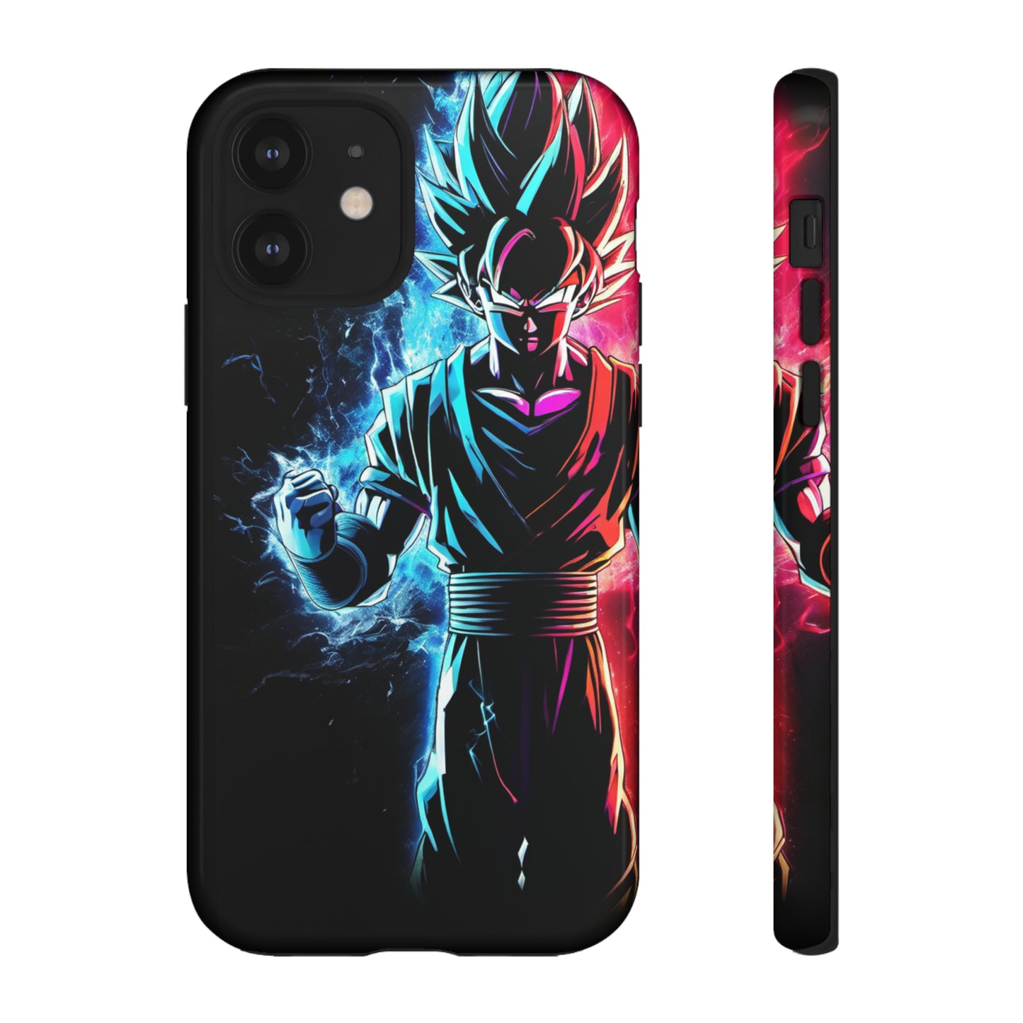 FANMADE Dragon Ball Z Goku Red/Blue Flame Phone Case [BLACK VERSION 2] (iPhone, Samsung)