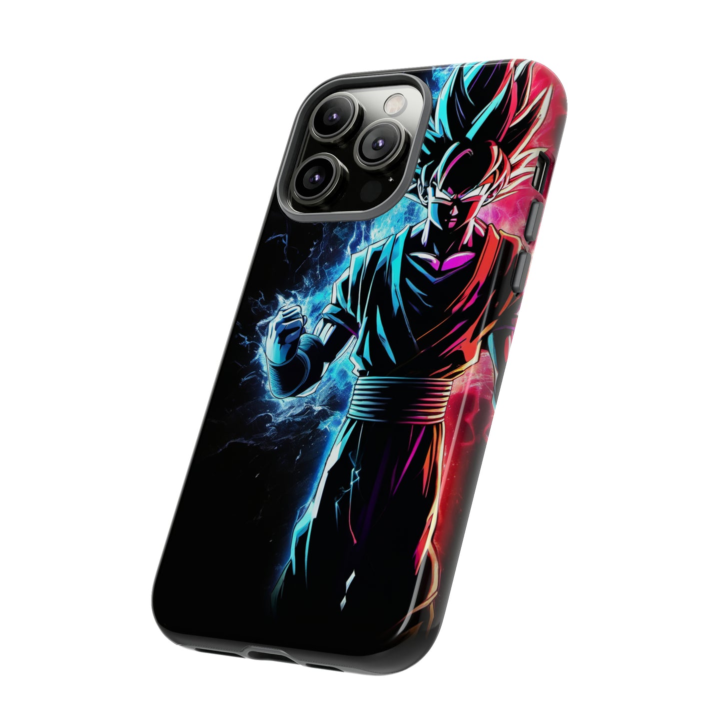 FANMADE Dragon Ball Z Goku Red/Blue Flame Phone Case [BLACK VERSION 2] (iPhone, Samsung)