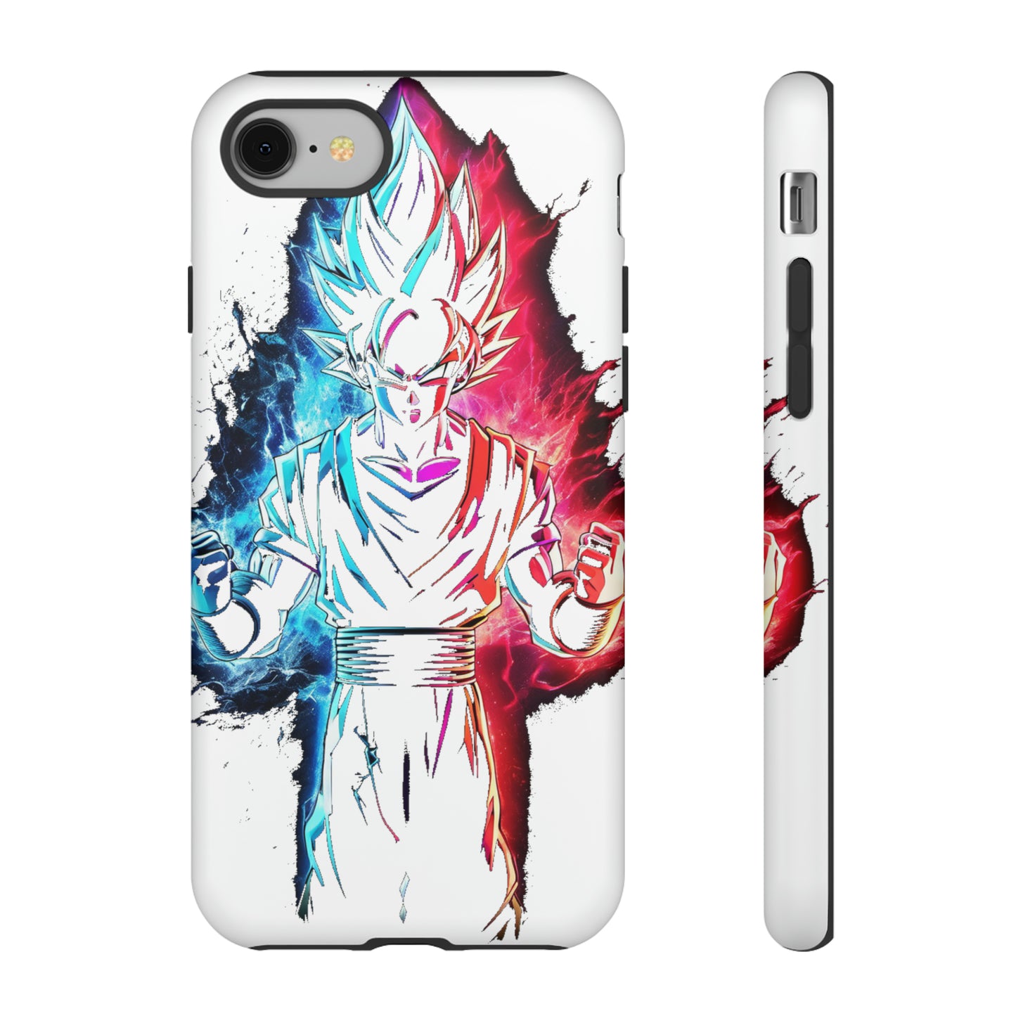 FANMADE Dragon Ball Z Goku Red/Blue Flame Phone Case [WHITE VERSION] (iPhone, Google Pixel, Samsung)