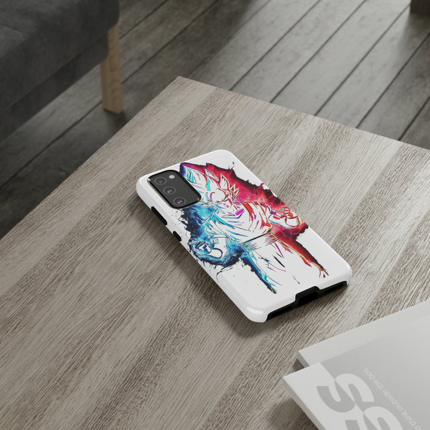 FANMADE Dragon Ball Z Goku Red/Blue Flame Phone Case [WHITE VERSION] (iPhone, Google Pixel, Samsung)