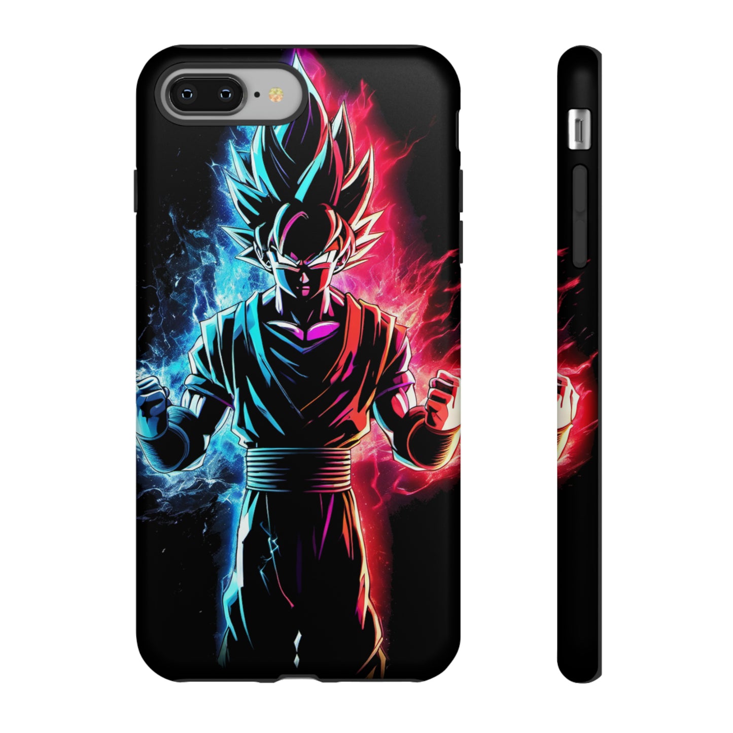 FANMADE Dragon Ball Z Goku Red/Blue Flame Phone Case [BLACK VERSION] (iPhone, Google Pixel, Samsung)