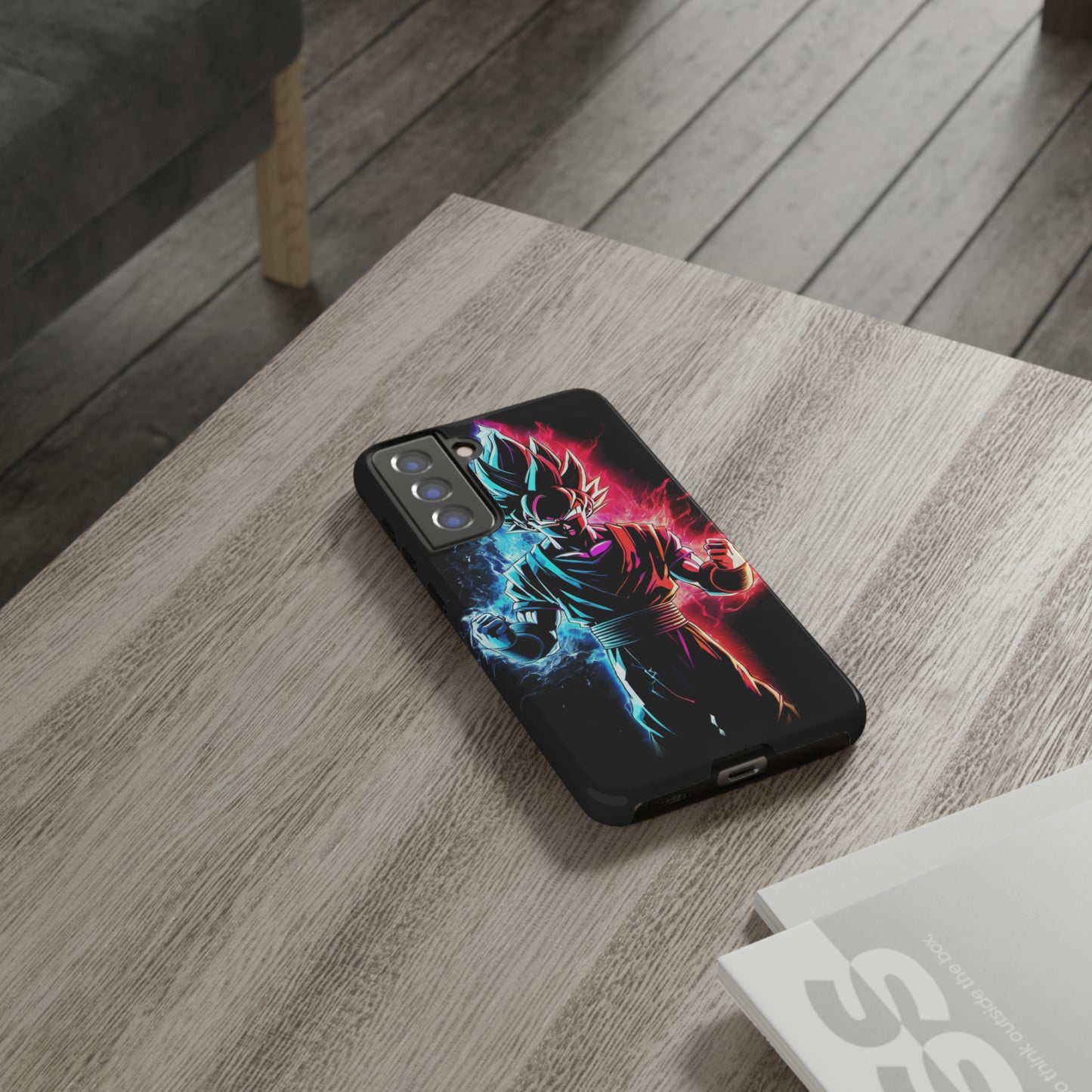 FANMADE Dragon Ball Z Goku Red/Blue Flame Phone Case [BLACK VERSION] (iPhone, Google Pixel, Samsung)