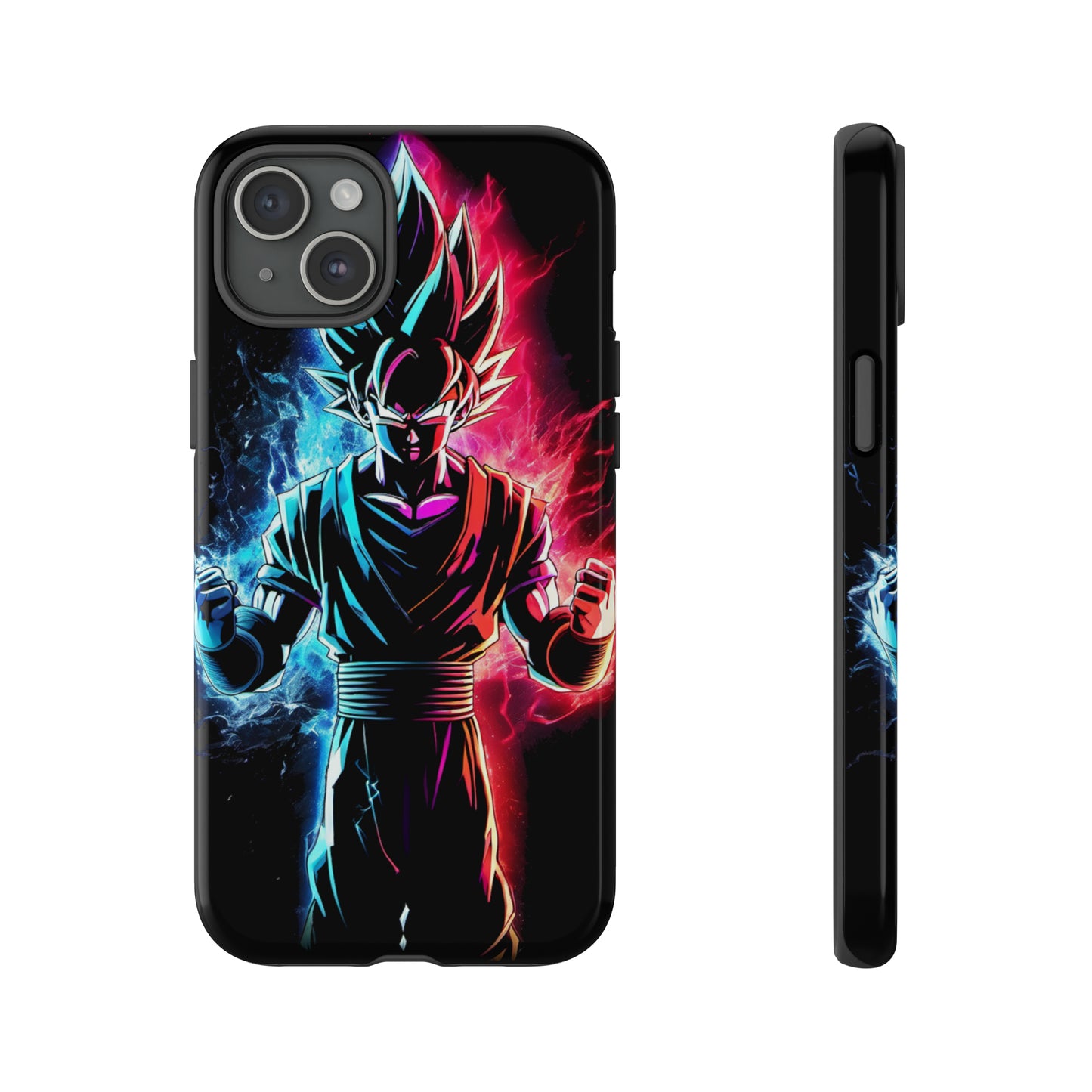 FANMADE Dragon Ball Z Goku Red/Blue Flame Phone Case [BLACK VERSION] (iPhone, Google Pixel, Samsung)