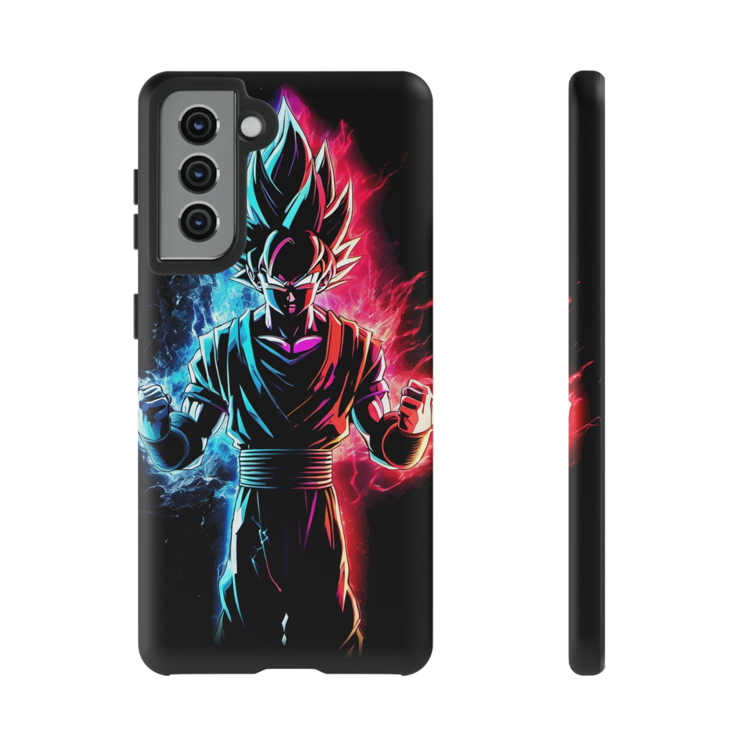 FANMADE Dragon Ball Z Goku Red/Blue Flame Phone Case [BLACK VERSION] (iPhone, Google Pixel, Samsung)