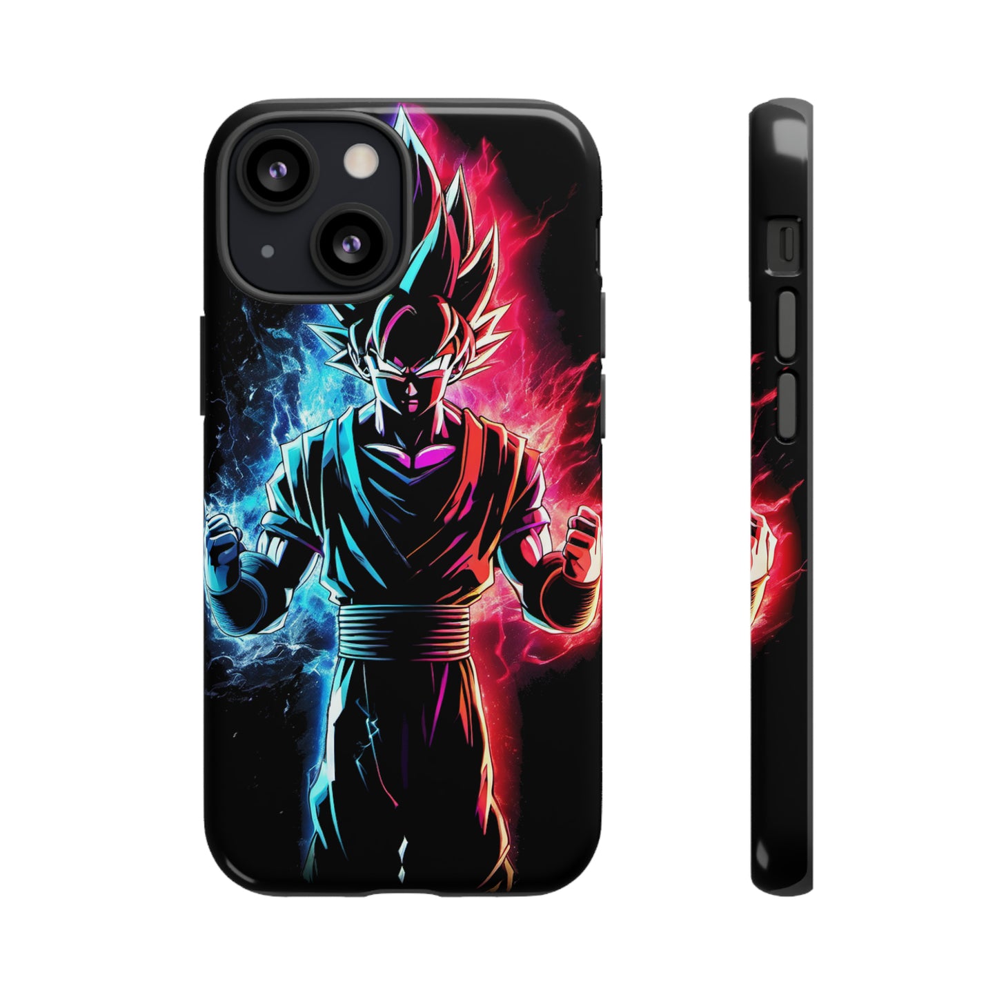 FANMADE Dragon Ball Z Goku Red/Blue Flame Phone Case [BLACK VERSION] (iPhone, Google Pixel, Samsung)