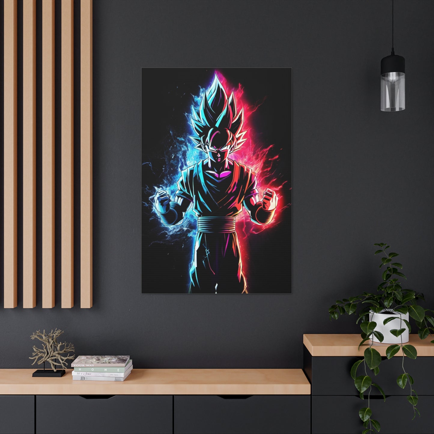 FANMADE Dragon Ball Z Goku Red/Blue Flame Canvas