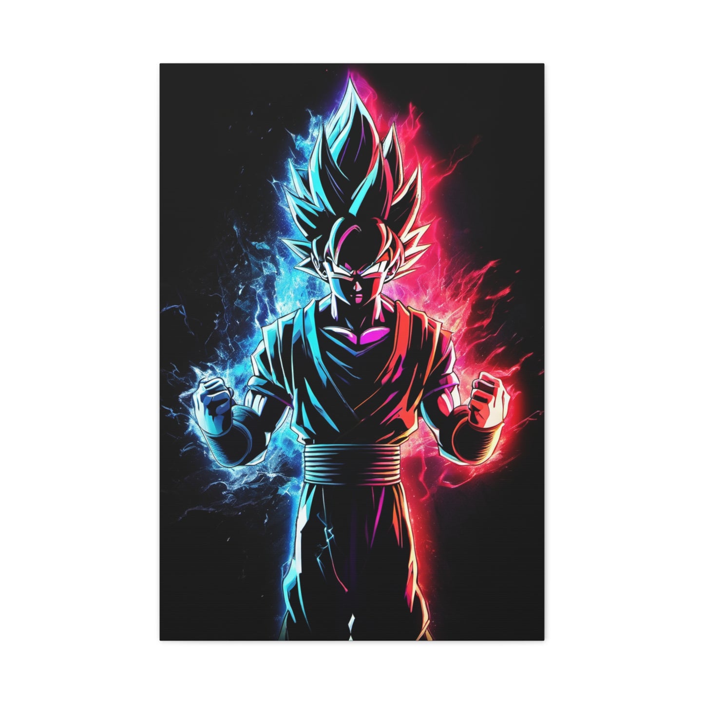 FANMADE Dragon Ball Z Goku Red/Blue Flame Canvas