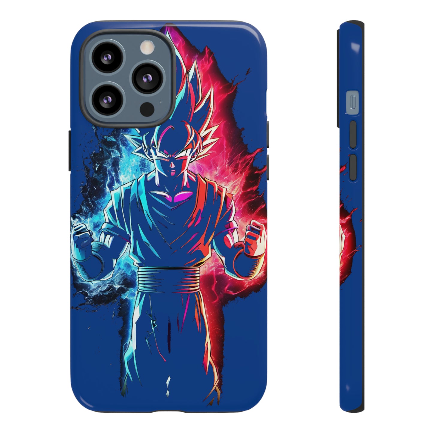 FANMADE Dragon Ball Z Goku Red/Blue Flame Phone Case [BLUE VERSION] (iPhone, Google Pixel, Samsung)