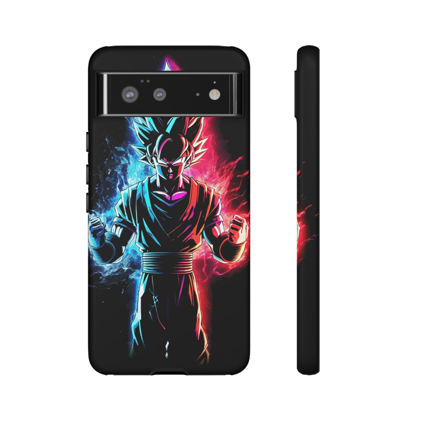 FANMADE Dragon Ball Z Goku Red/Blue Flame Phone Case [BLACK VERSION] (iPhone, Google Pixel, Samsung)