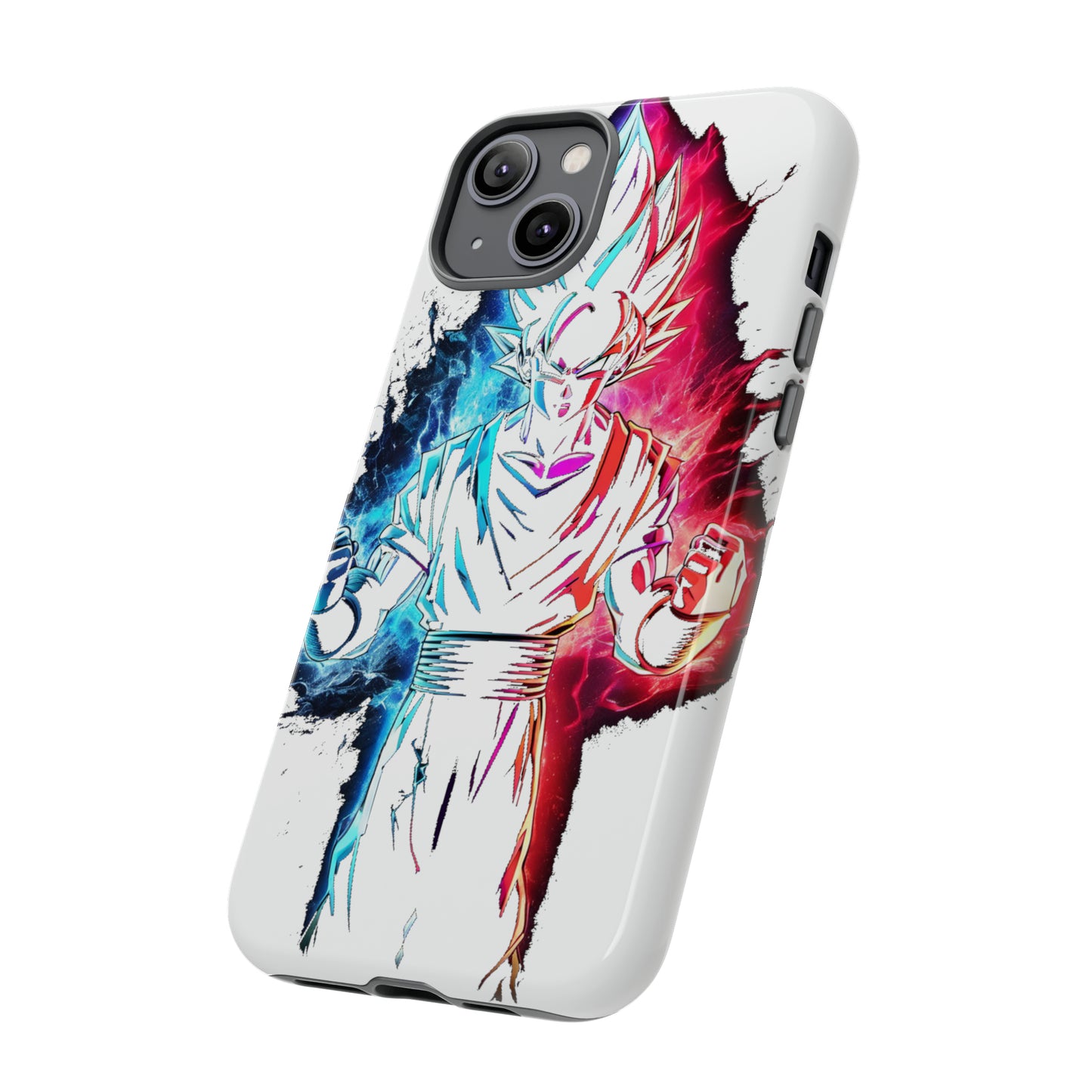 FANMADE Dragon Ball Z Goku Red/Blue Flame Phone Case [WHITE VERSION] (iPhone, Google Pixel, Samsung)