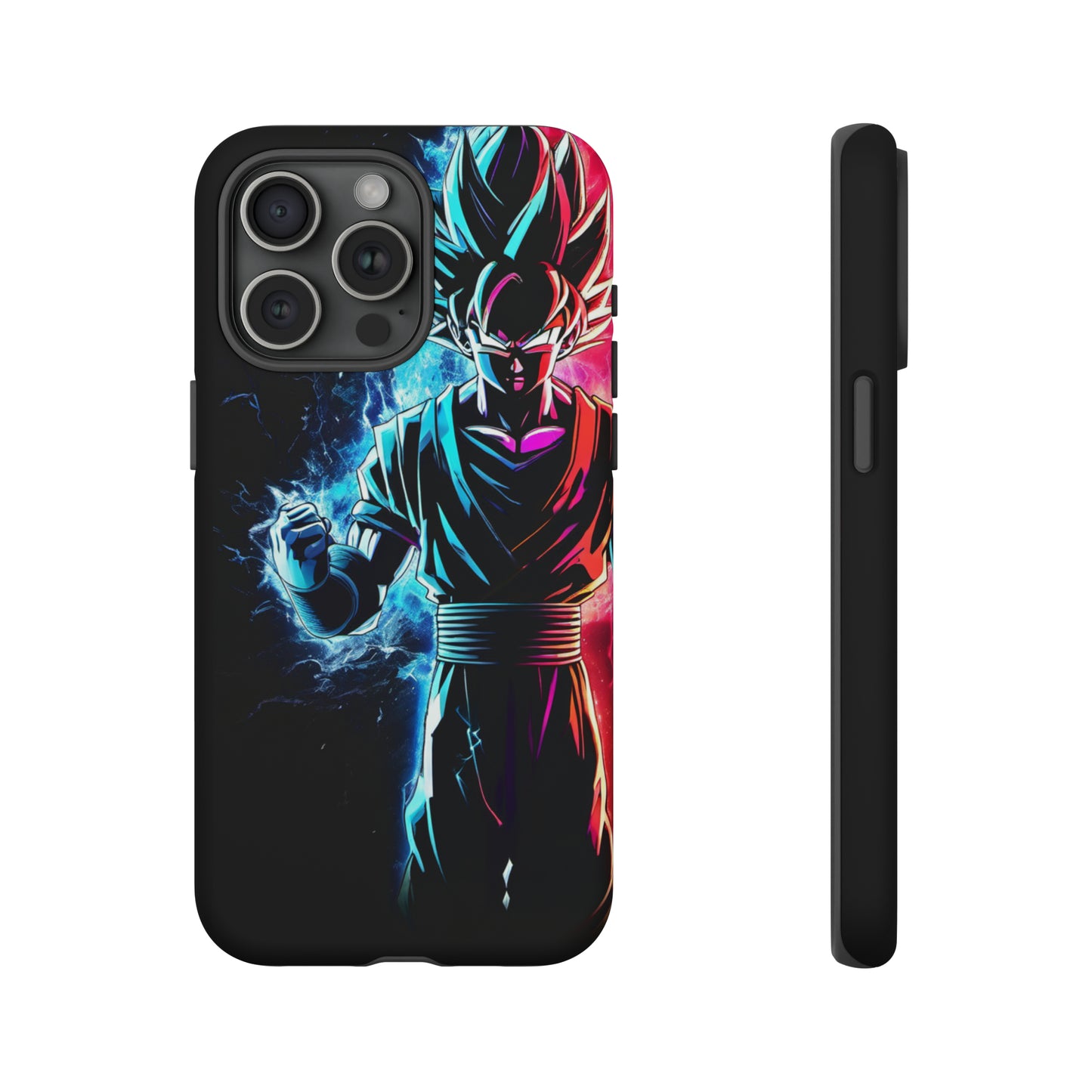 FANMADE Dragon Ball Z Goku Red/Blue Flame Phone Case [BLACK VERSION 2] (iPhone, Samsung)