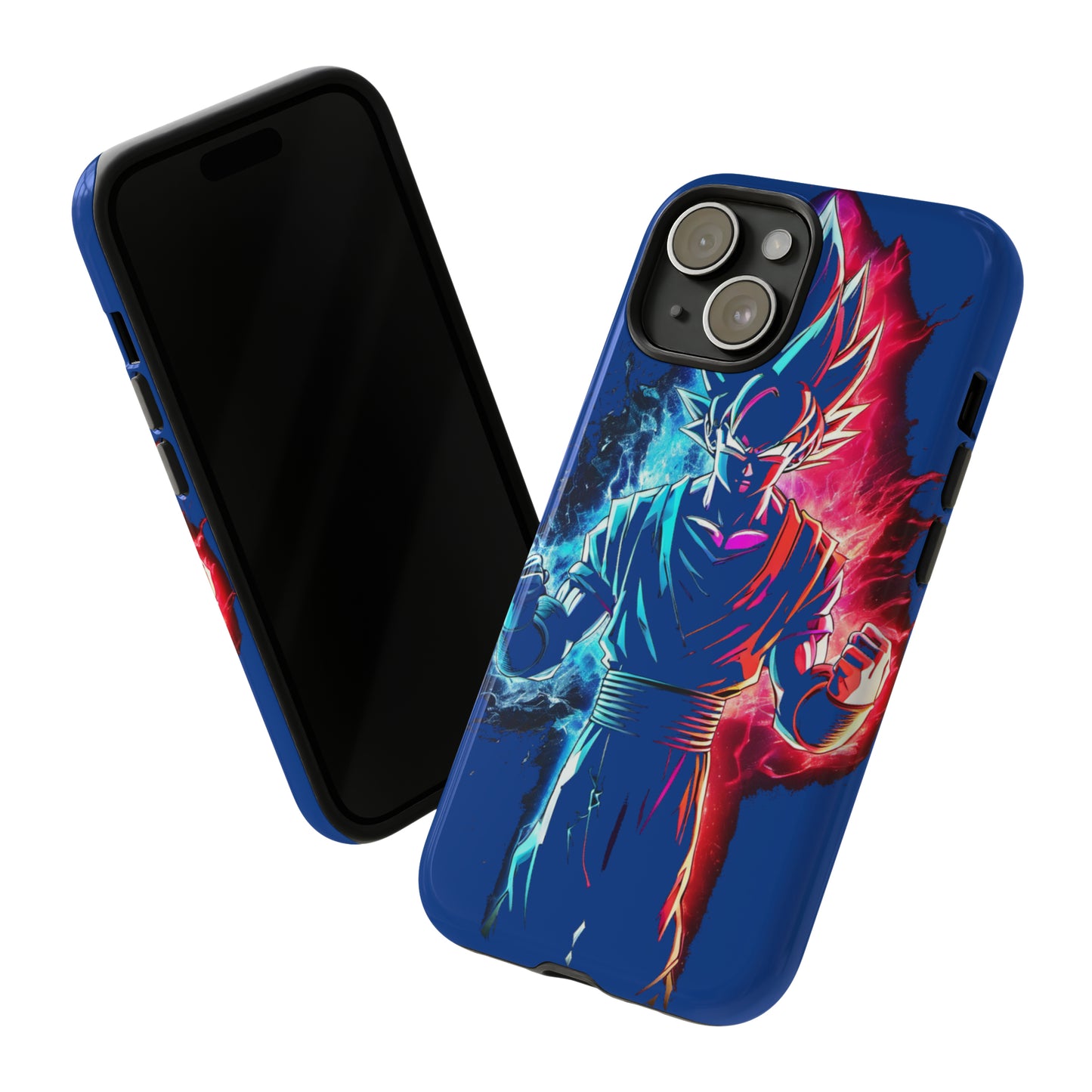 FANMADE Dragon Ball Z Goku Red/Blue Flame Phone Case [BLUE VERSION] (iPhone, Google Pixel, Samsung)