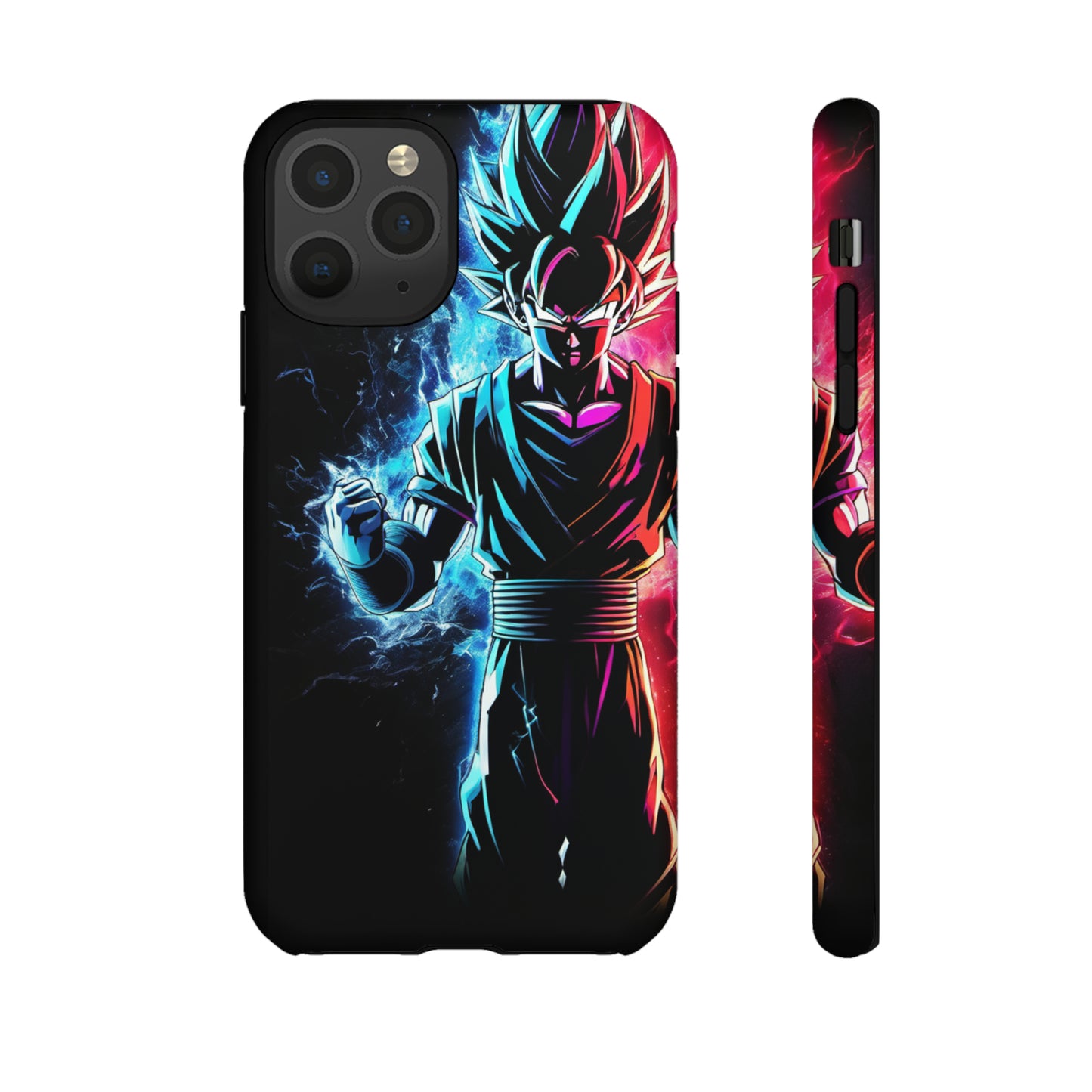 FANMADE Dragon Ball Z Goku Red/Blue Flame Phone Case [BLACK VERSION 2] (iPhone, Samsung)