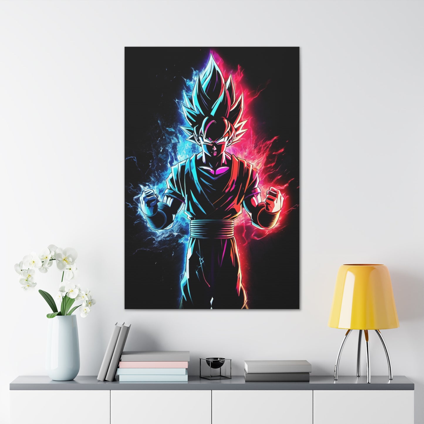 FANMADE Dragon Ball Z Goku Red/Blue Flame Canvas