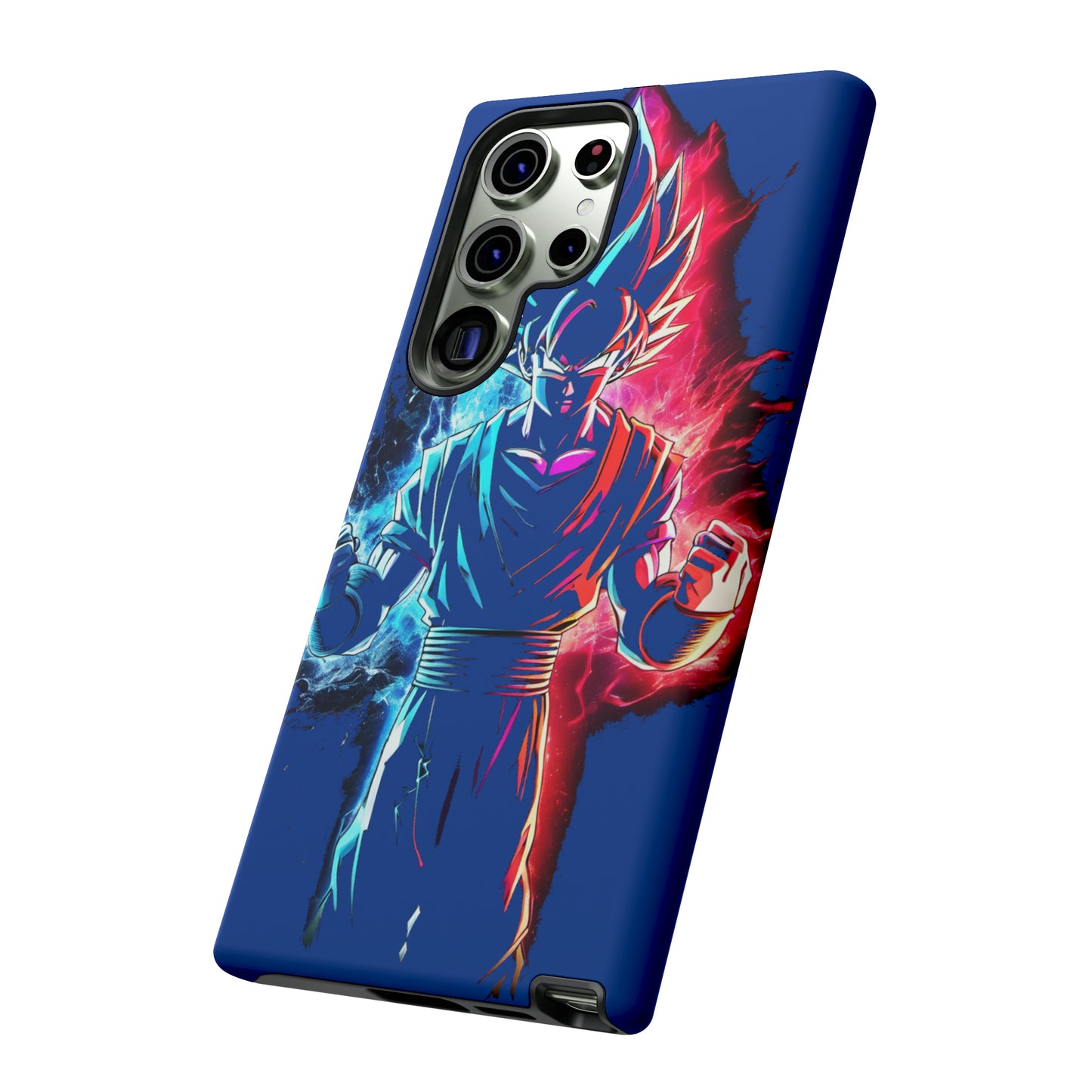 FANMADE Dragon Ball Z Goku Red/Blue Flame Phone Case [BLUE VERSION] (iPhone, Google Pixel, Samsung)