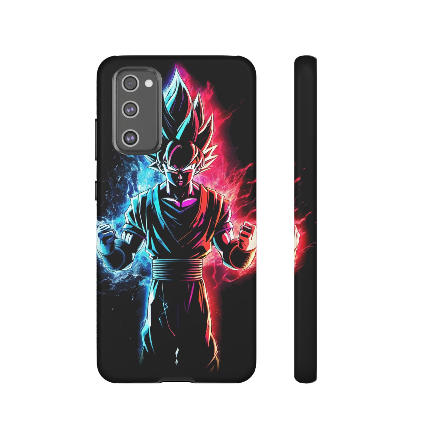 FANMADE Dragon Ball Z Goku Red/Blue Flame Phone Case [BLACK VERSION] (iPhone, Google Pixel, Samsung)