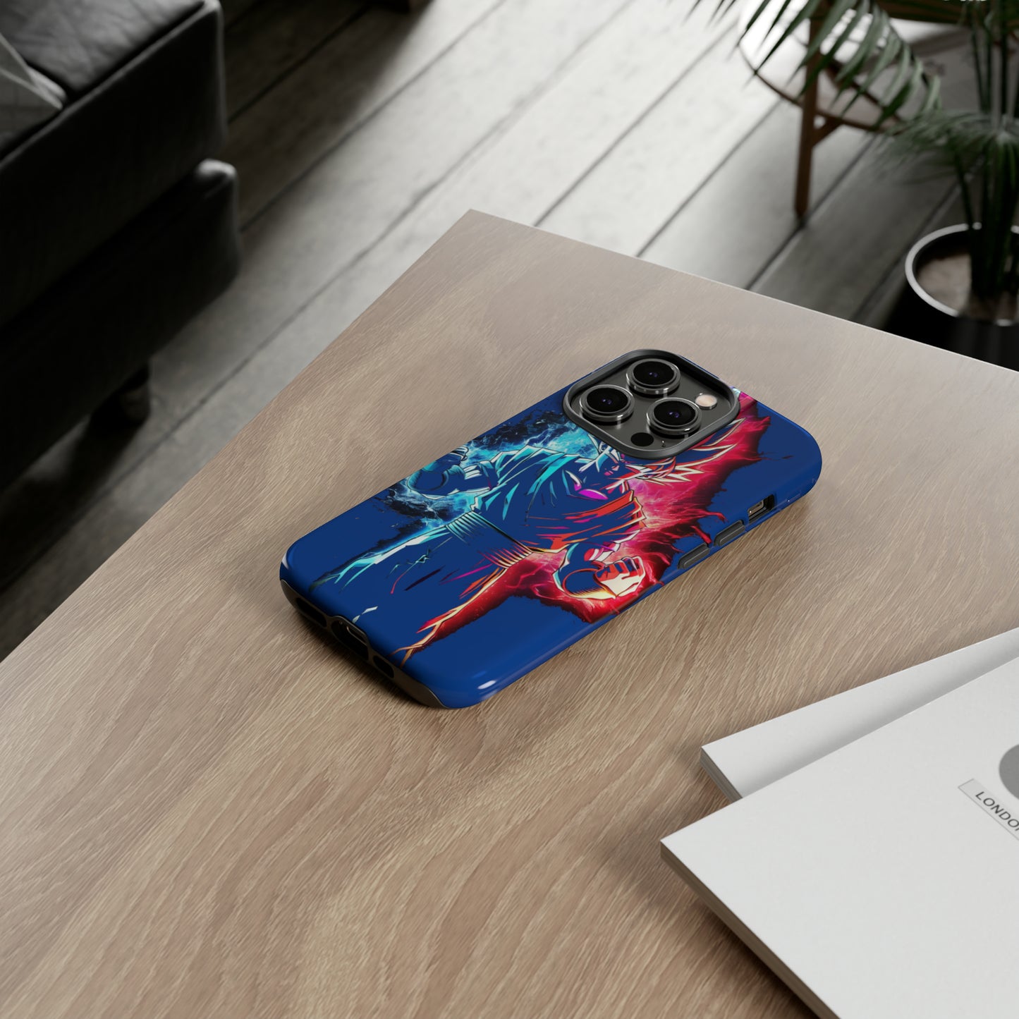 FANMADE Dragon Ball Z Goku Red/Blue Flame Phone Case [BLUE VERSION] (iPhone, Google Pixel, Samsung)