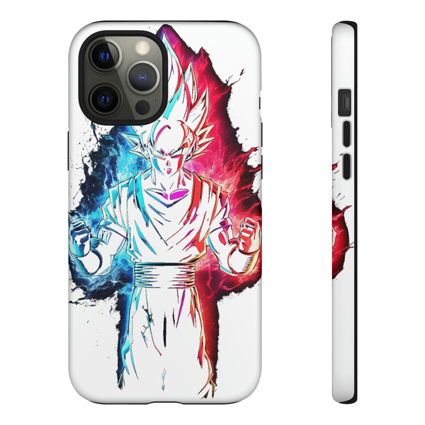 FANMADE Dragon Ball Z Goku Red/Blue Flame Phone Case [WHITE VERSION] (iPhone, Google Pixel, Samsung)