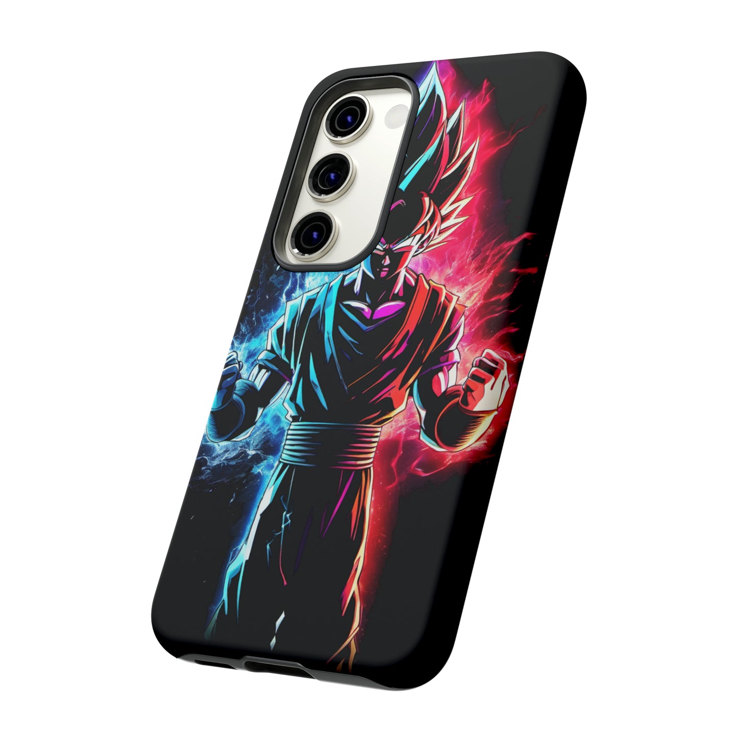 FANMADE Dragon Ball Z Goku Red/Blue Flame Phone Case [BLACK VERSION] (iPhone, Google Pixel, Samsung)