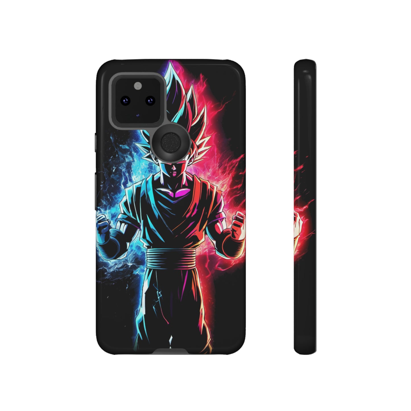 FANMADE Dragon Ball Z Goku Red/Blue Flame Phone Case [BLACK VERSION] (iPhone, Google Pixel, Samsung)