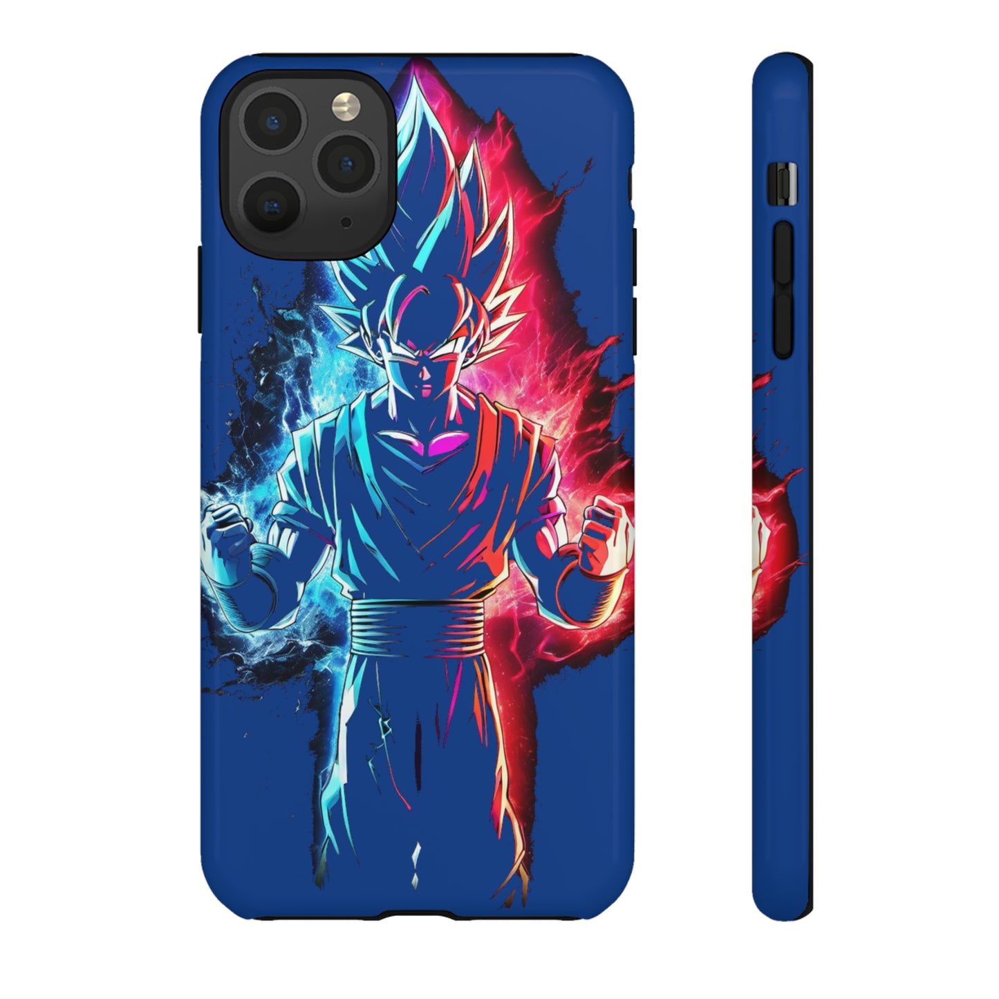 FANMADE Dragon Ball Z Goku Red/Blue Flame Phone Case [BLUE VERSION] (iPhone, Google Pixel, Samsung)