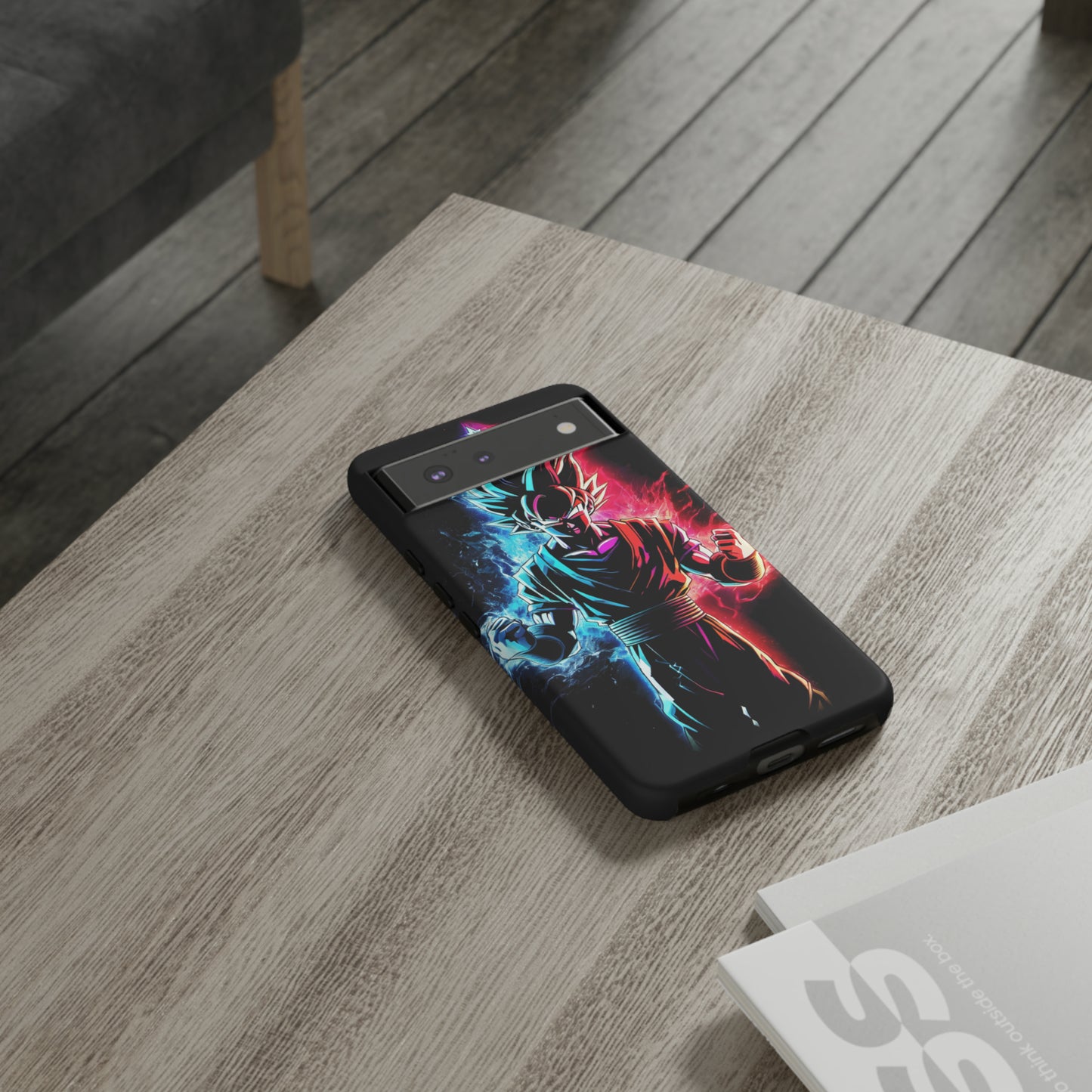 FANMADE Dragon Ball Z Goku Red/Blue Flame Phone Case [BLACK VERSION] (iPhone, Google Pixel, Samsung)