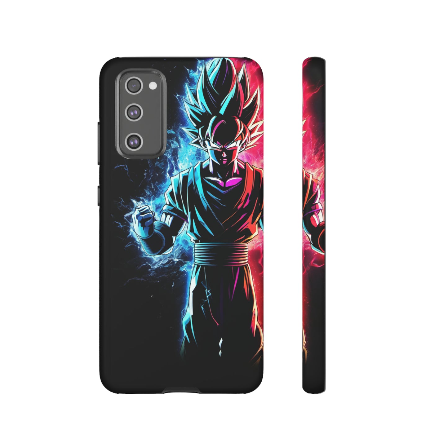 FANMADE Dragon Ball Z Goku Red/Blue Flame Phone Case [BLACK VERSION 2] (iPhone, Samsung)