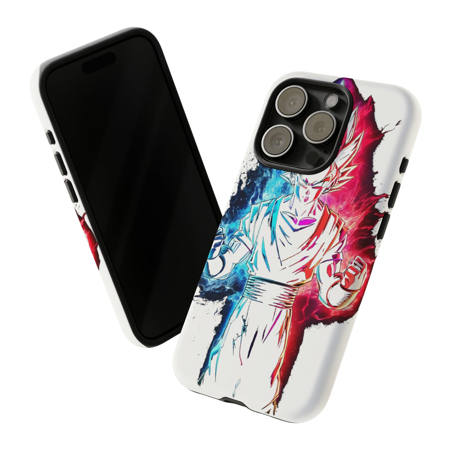 FANMADE Dragon Ball Z Goku Red/Blue Flame Phone Case [WHITE VERSION] (iPhone, Google Pixel, Samsung)