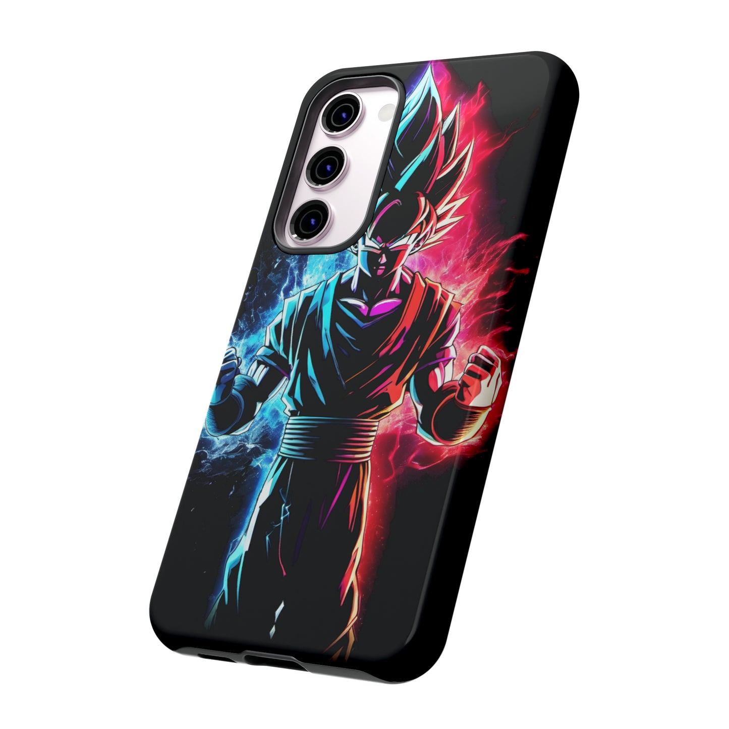 FANMADE Dragon Ball Z Goku Red/Blue Flame Phone Case [BLACK VERSION] (iPhone, Google Pixel, Samsung)