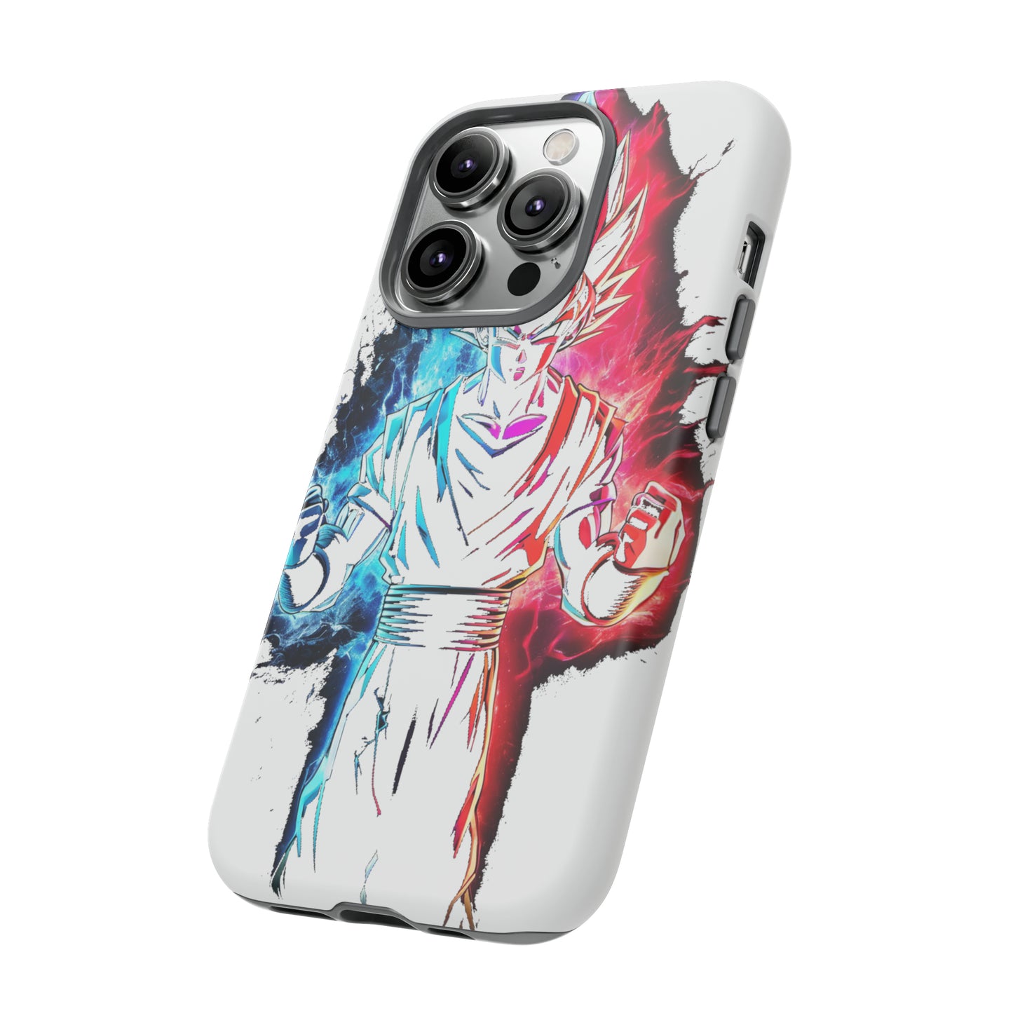 FANMADE Dragon Ball Z Goku Red/Blue Flame Phone Case [WHITE VERSION] (iPhone, Google Pixel, Samsung)