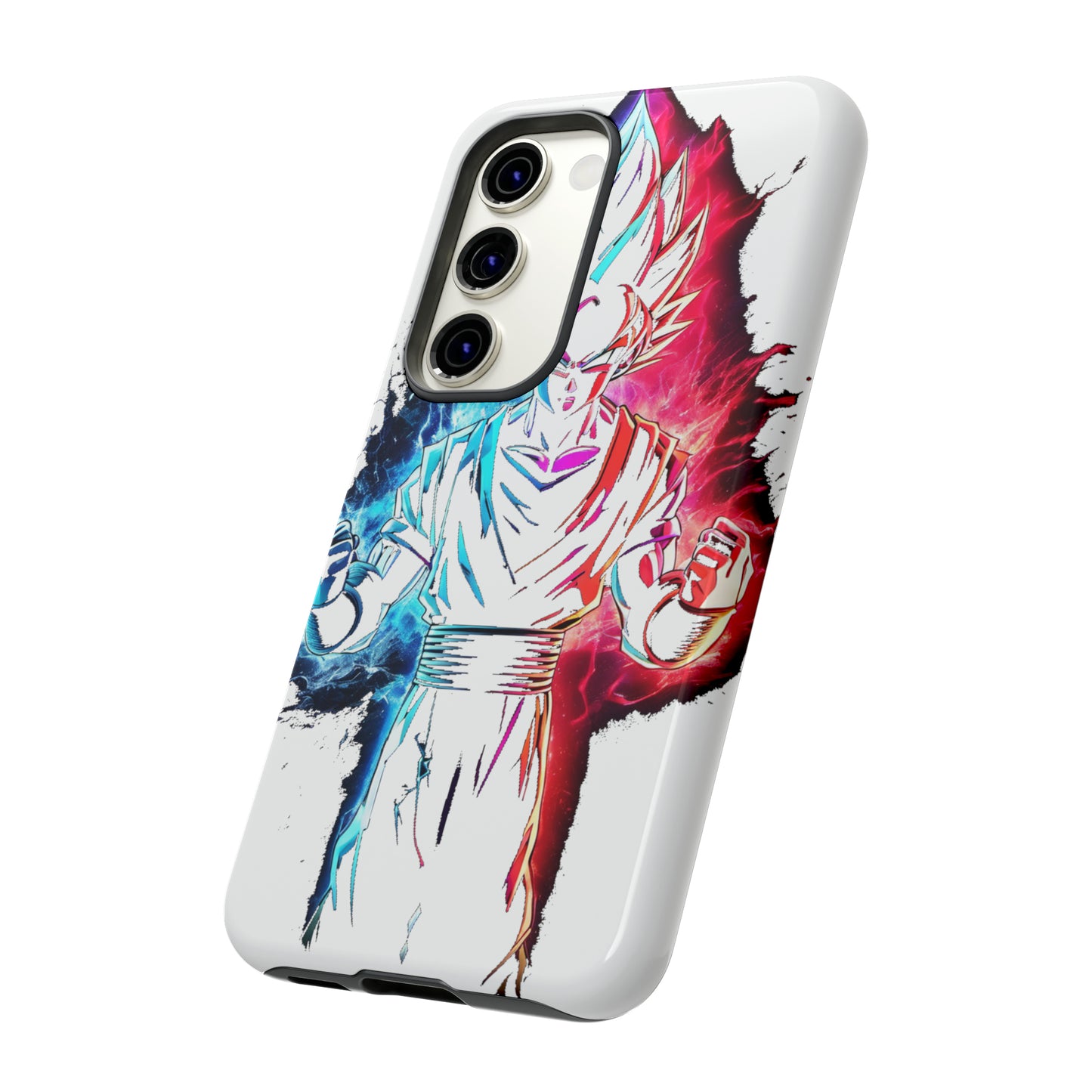 FANMADE Dragon Ball Z Goku Red/Blue Flame Phone Case [WHITE VERSION] (iPhone, Google Pixel, Samsung)