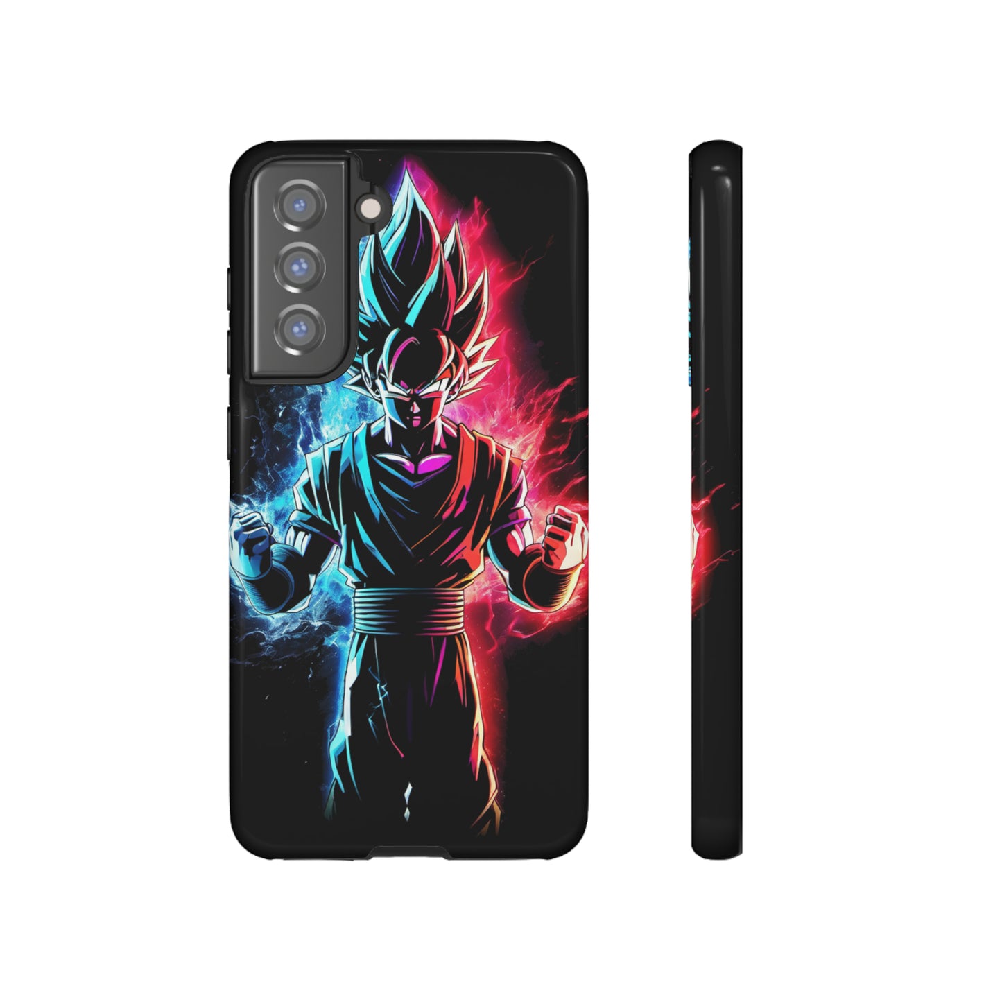 FANMADE Dragon Ball Z Goku Red/Blue Flame Phone Case [BLACK VERSION] (iPhone, Google Pixel, Samsung)