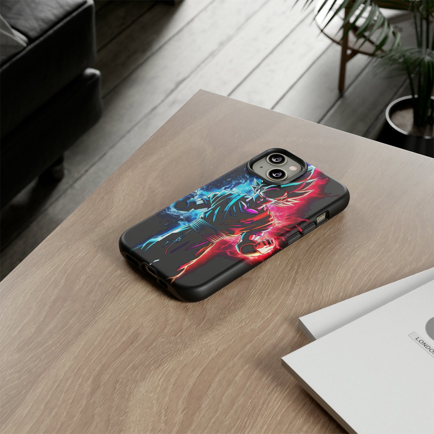 FANMADE Dragon Ball Z Goku Red/Blue Flame Phone Case [BLACK VERSION] (iPhone, Google Pixel, Samsung)