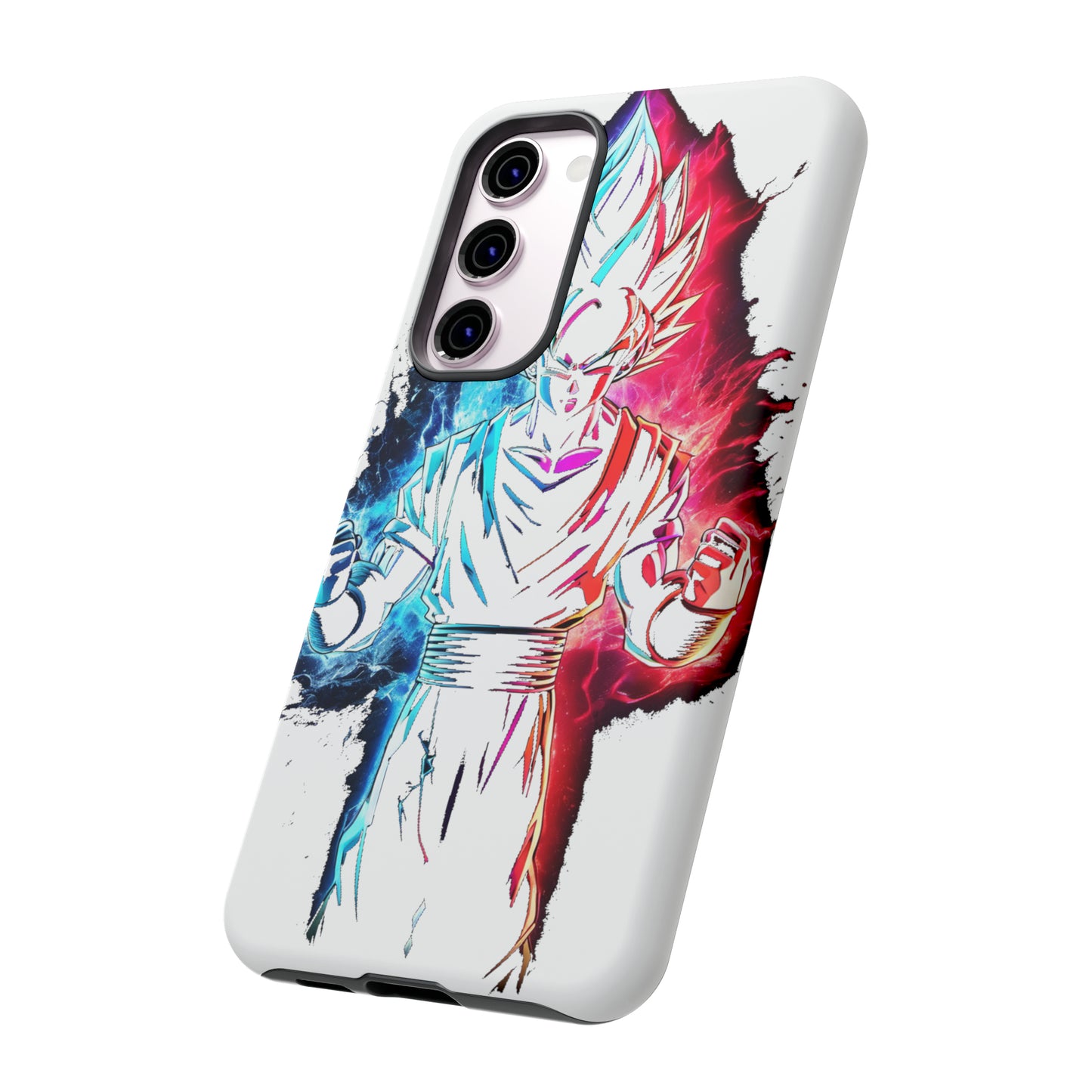 FANMADE Dragon Ball Z Goku Red/Blue Flame Phone Case [WHITE VERSION] (iPhone, Google Pixel, Samsung)