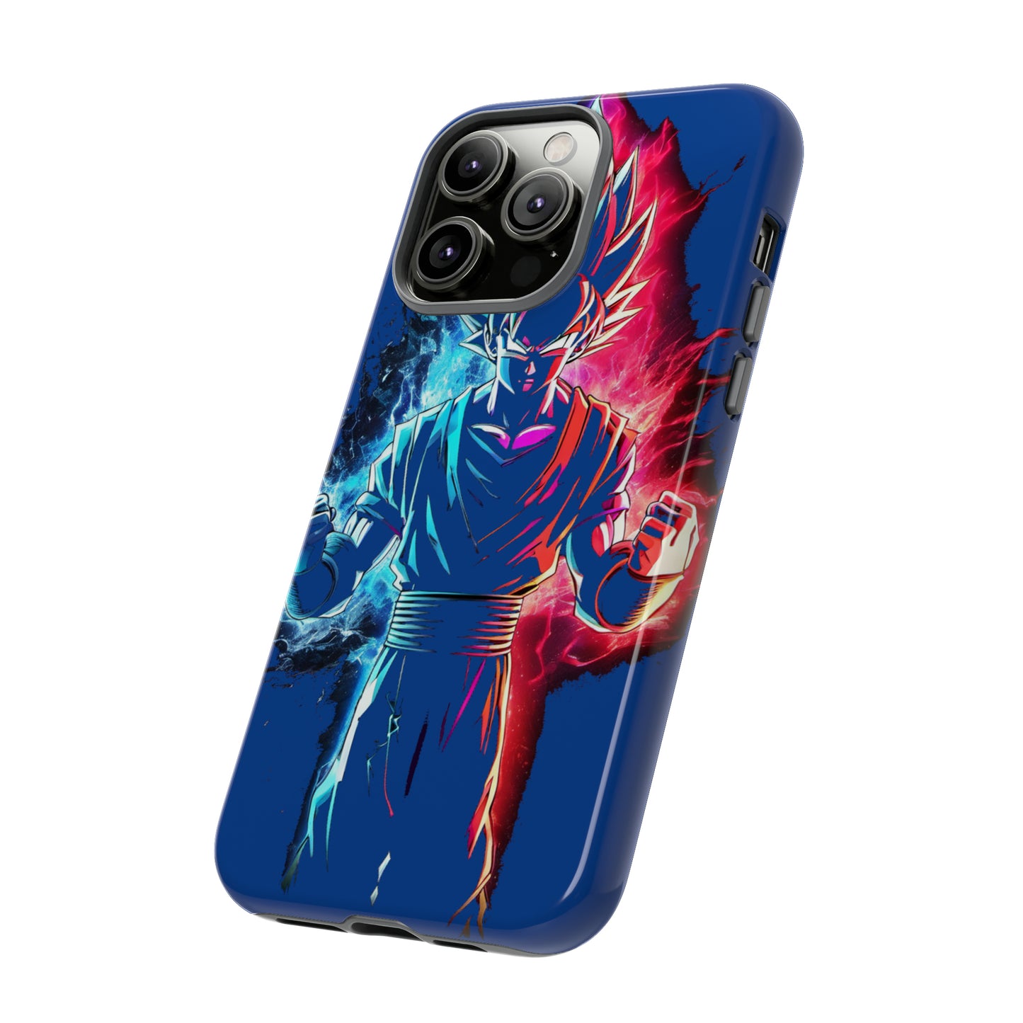 FANMADE Dragon Ball Z Goku Red/Blue Flame Phone Case [BLUE VERSION] (iPhone, Google Pixel, Samsung)