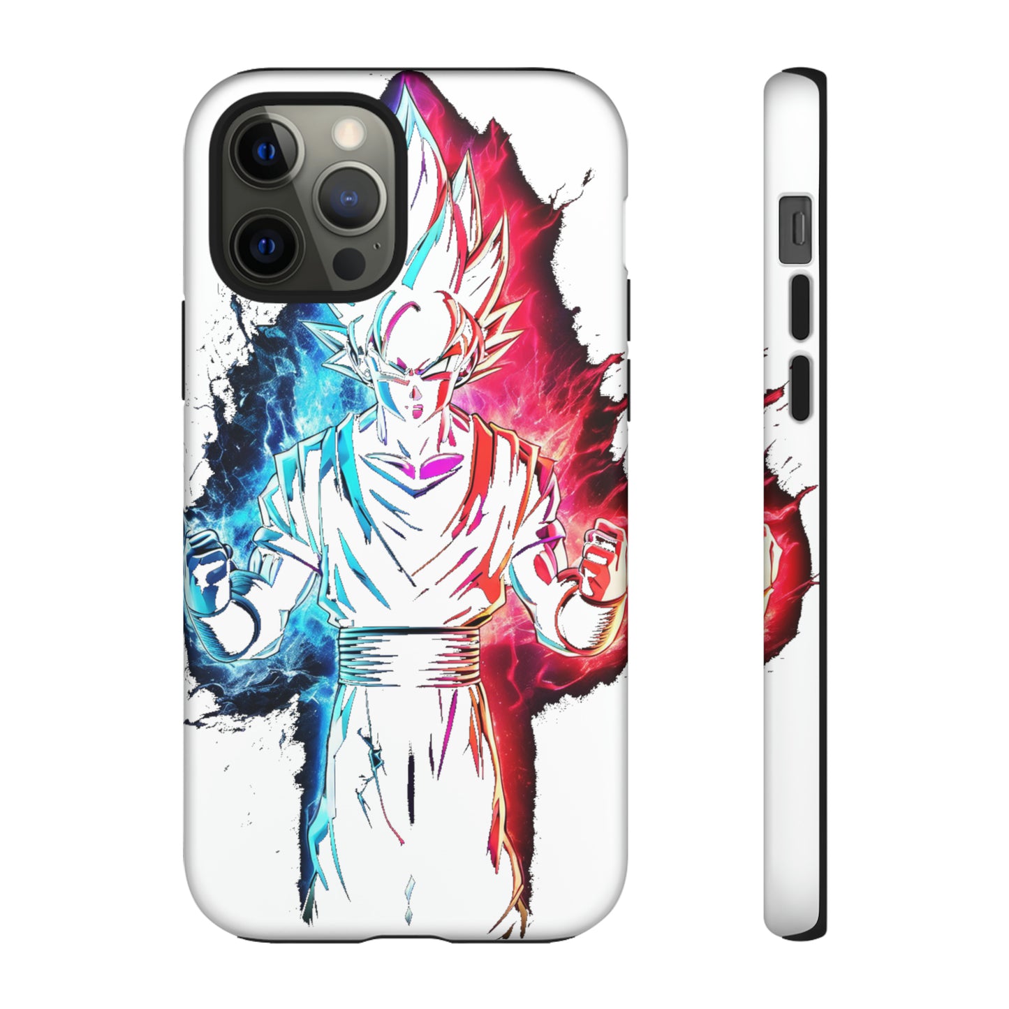 FANMADE Dragon Ball Z Goku Red/Blue Flame Phone Case [WHITE VERSION] (iPhone, Google Pixel, Samsung)