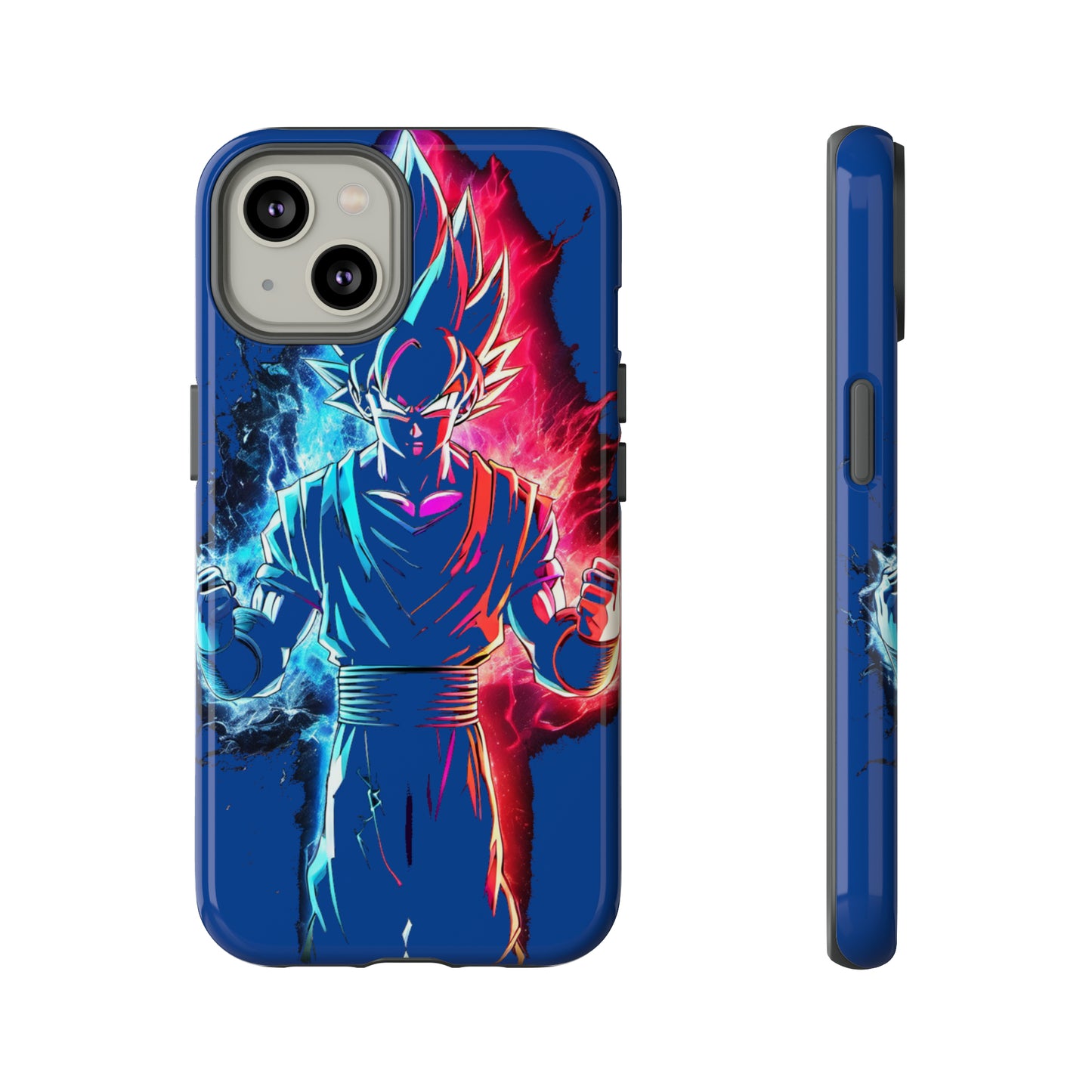 FANMADE Dragon Ball Z Goku Red/Blue Flame Phone Case [BLUE VERSION] (iPhone, Google Pixel, Samsung)