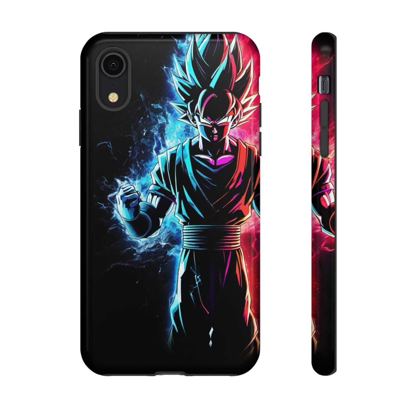 FANMADE Dragon Ball Z Goku Red/Blue Flame Phone Case [BLACK VERSION 2] (iPhone, Samsung)