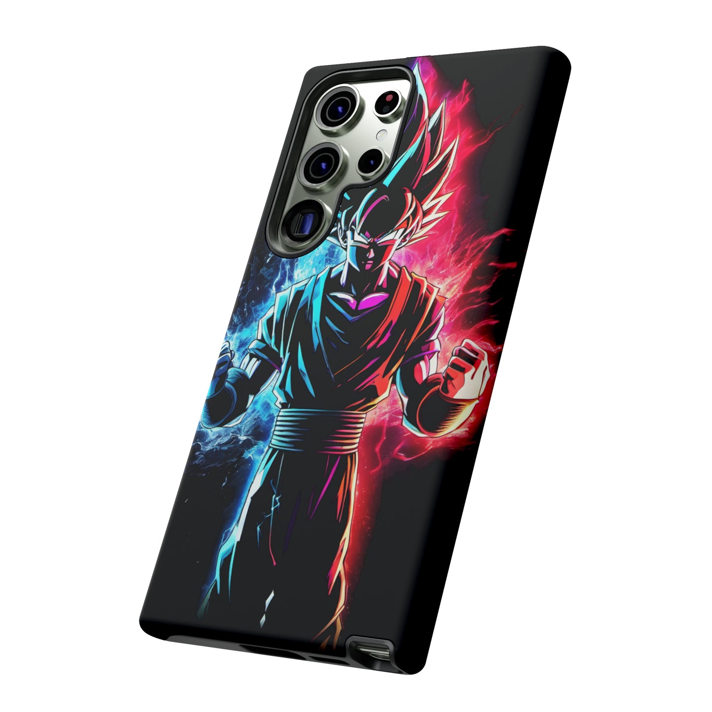 FANMADE Dragon Ball Z Goku Red/Blue Flame Phone Case [BLACK VERSION] (iPhone, Google Pixel, Samsung)