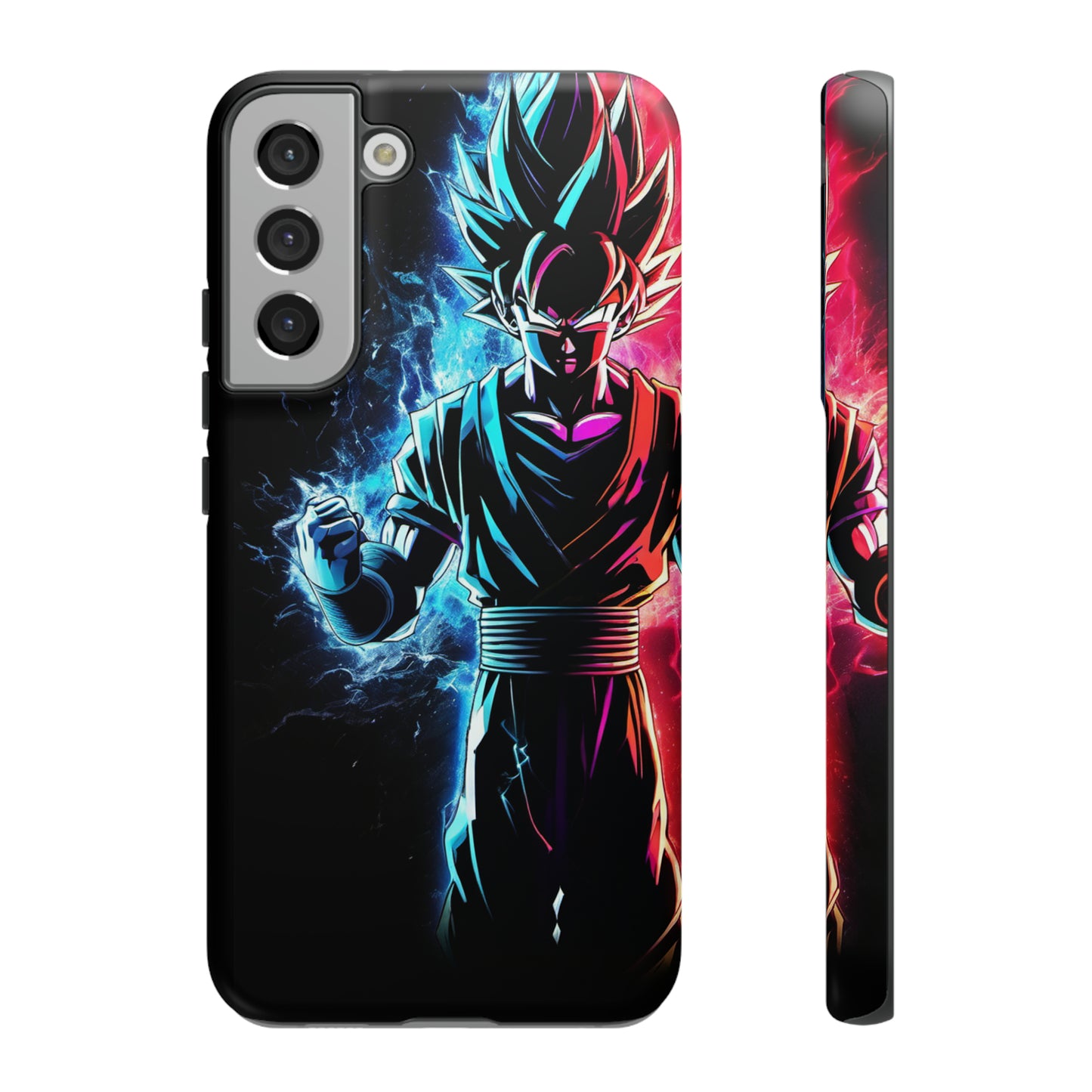 FANMADE Dragon Ball Z Goku Red/Blue Flame Phone Case [BLACK VERSION 2] (iPhone, Samsung)