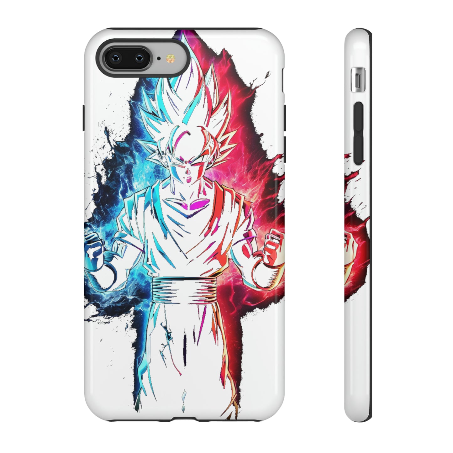 FANMADE Dragon Ball Z Goku Red/Blue Flame Phone Case [WHITE VERSION] (iPhone, Google Pixel, Samsung)